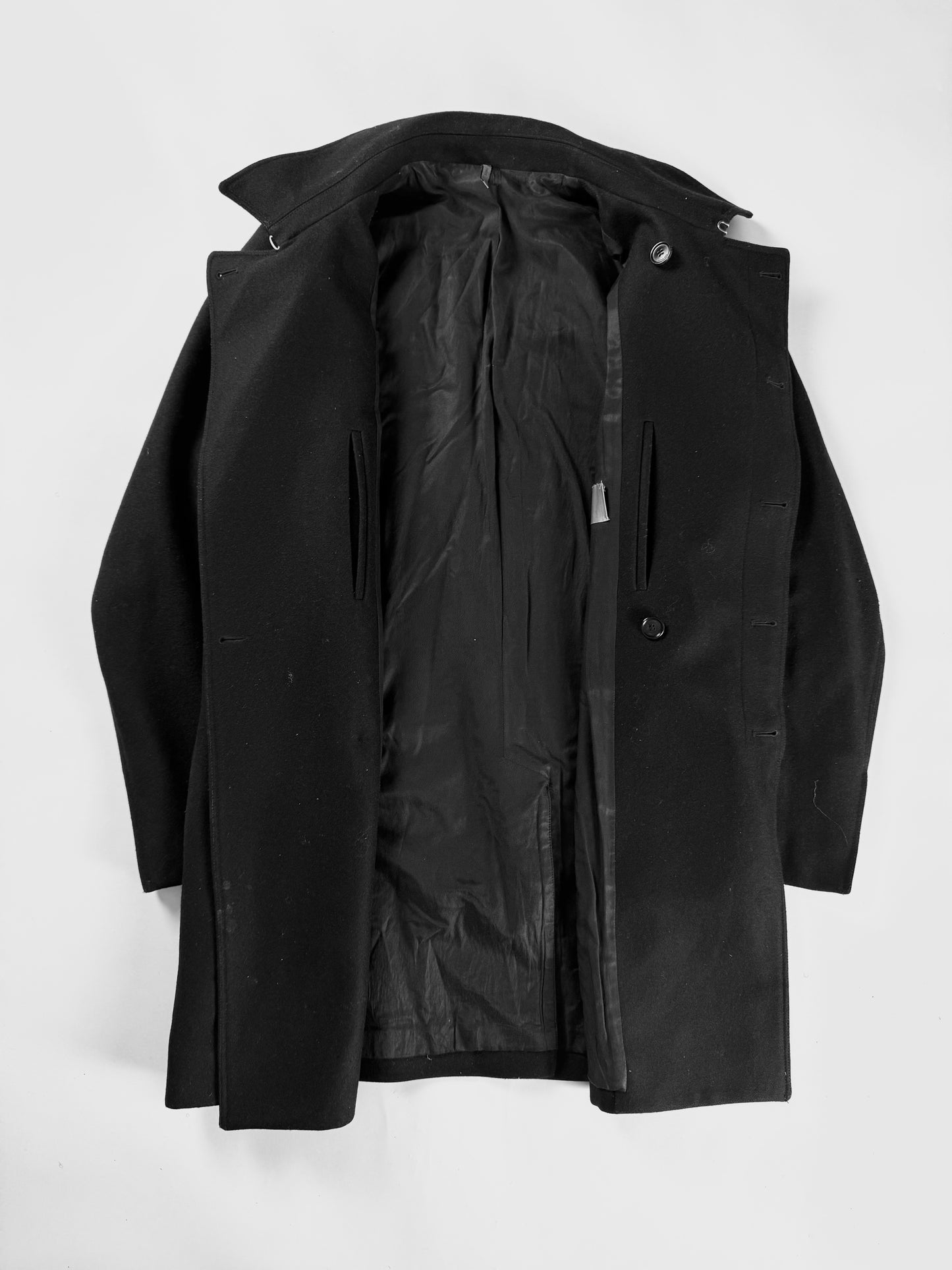 Dior Dark Clean Grey Wool Blend Minimalist Side Closing Coat FW 2011 - L