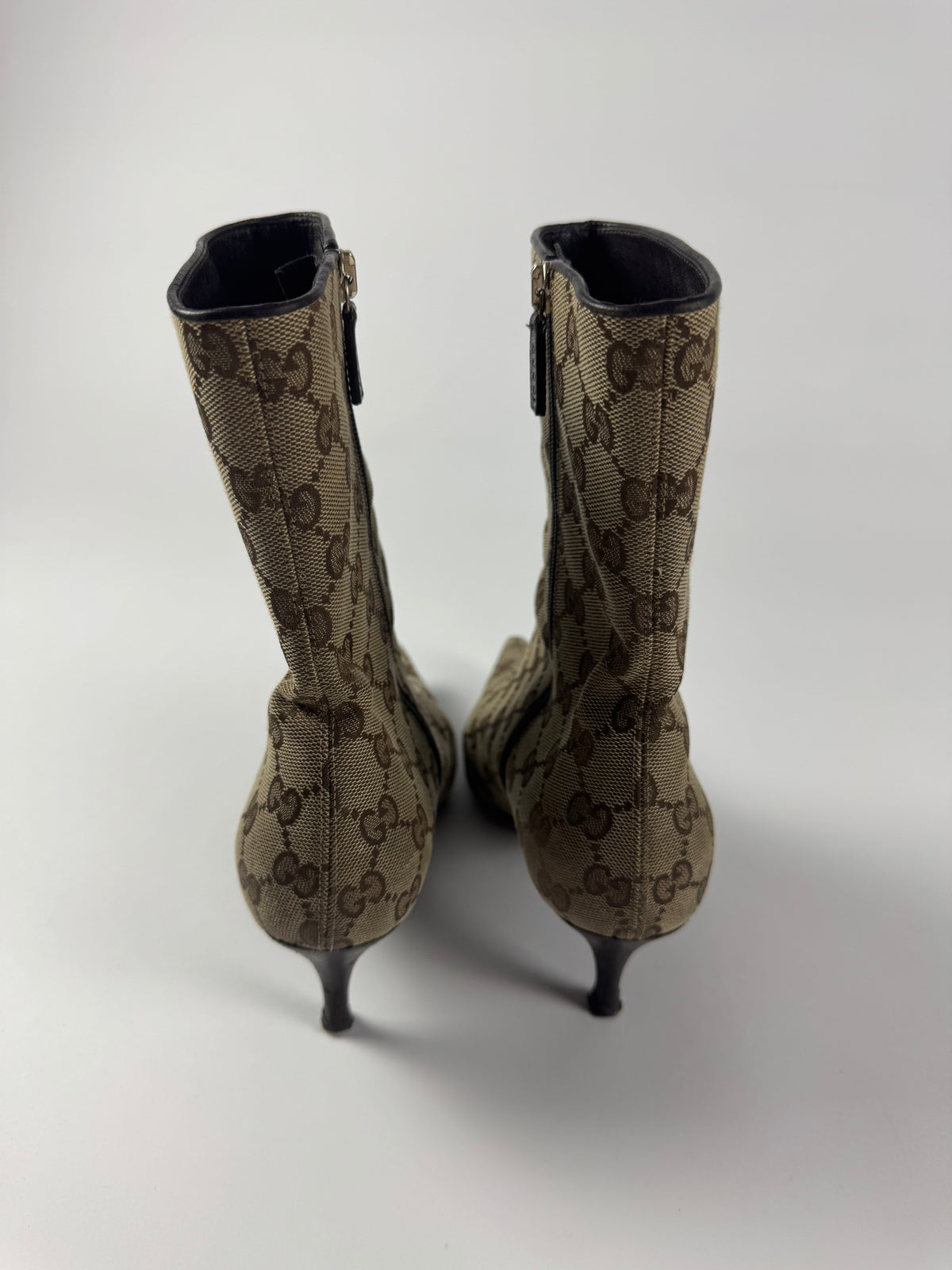 Gucci GG Tom Ford Canvas Monogram Ankle Heel Boots 2000s - 38 IT/39 EU