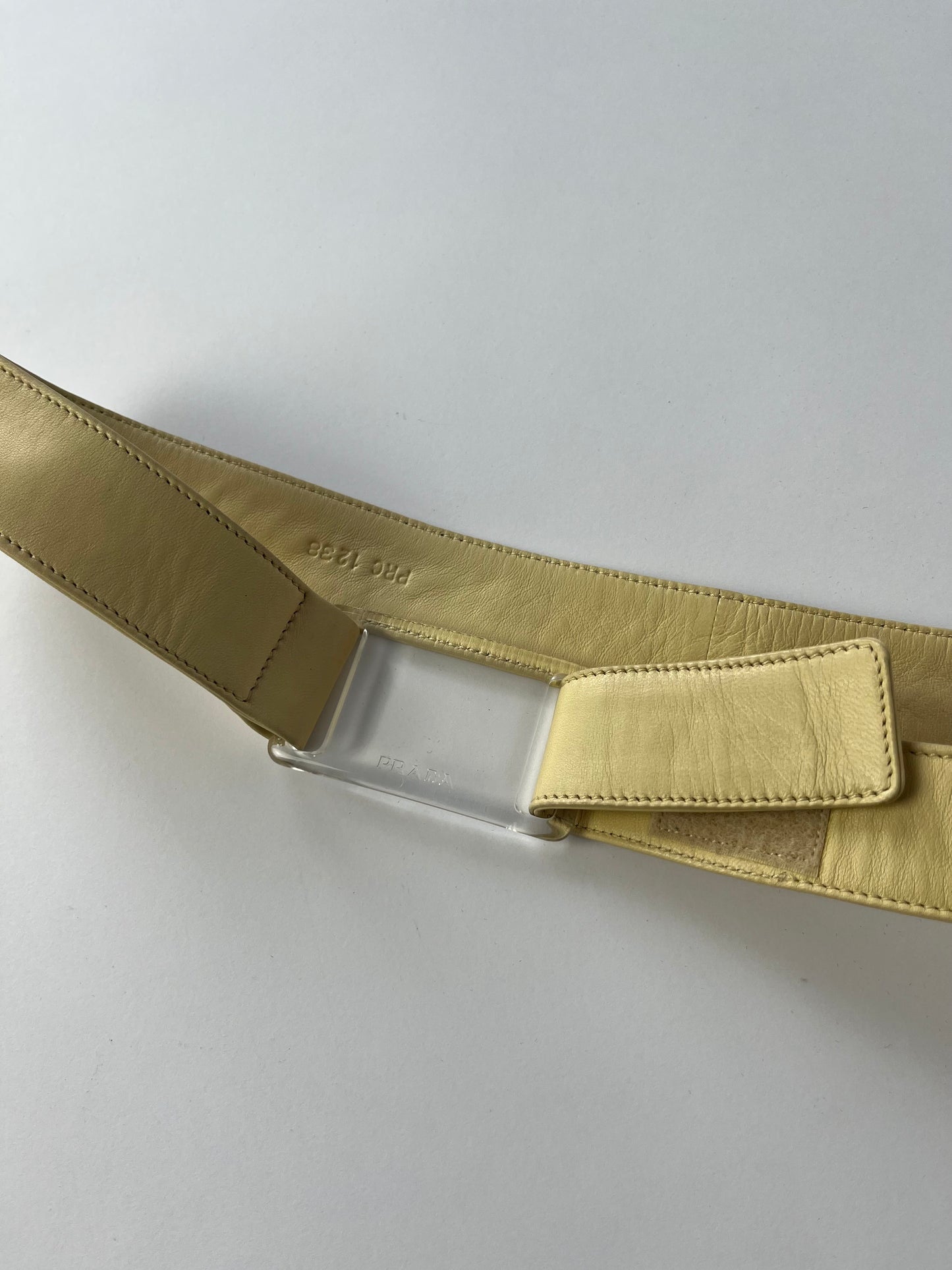 Prada Cream Leather Translucent Belt FW 1999 - 80 cm