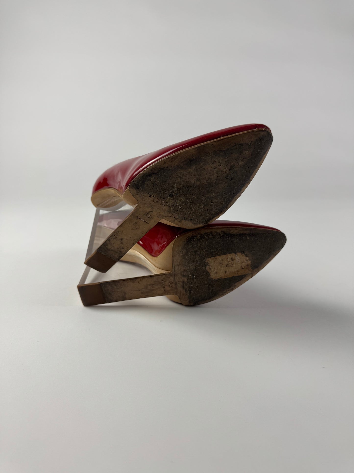 Maison Martin Margiela H&M Red Heel Pumps Glass Wedges - 38 EU