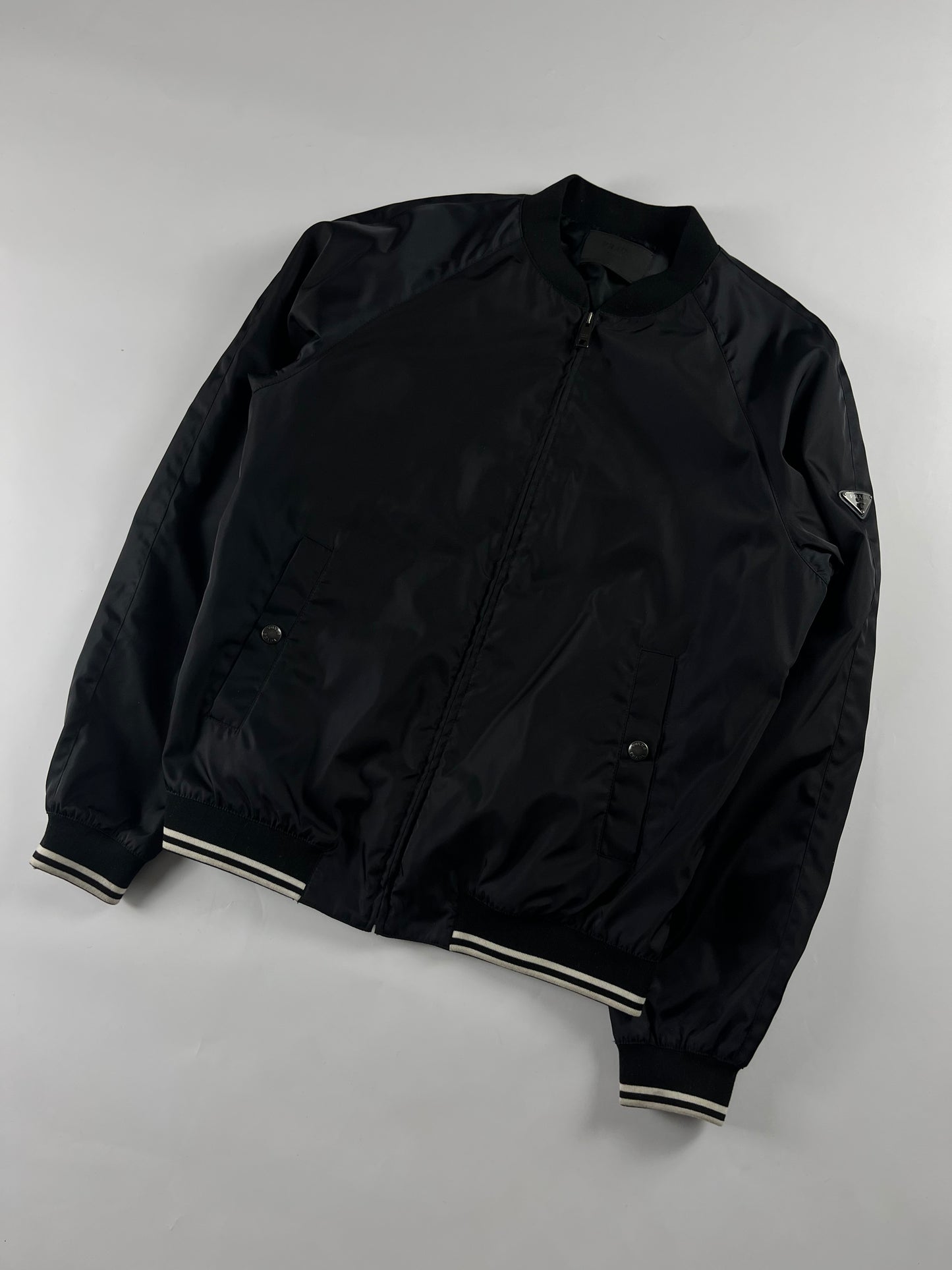 Prada Triangle Logo Nylon Bomber Jacket FW 2018 - L