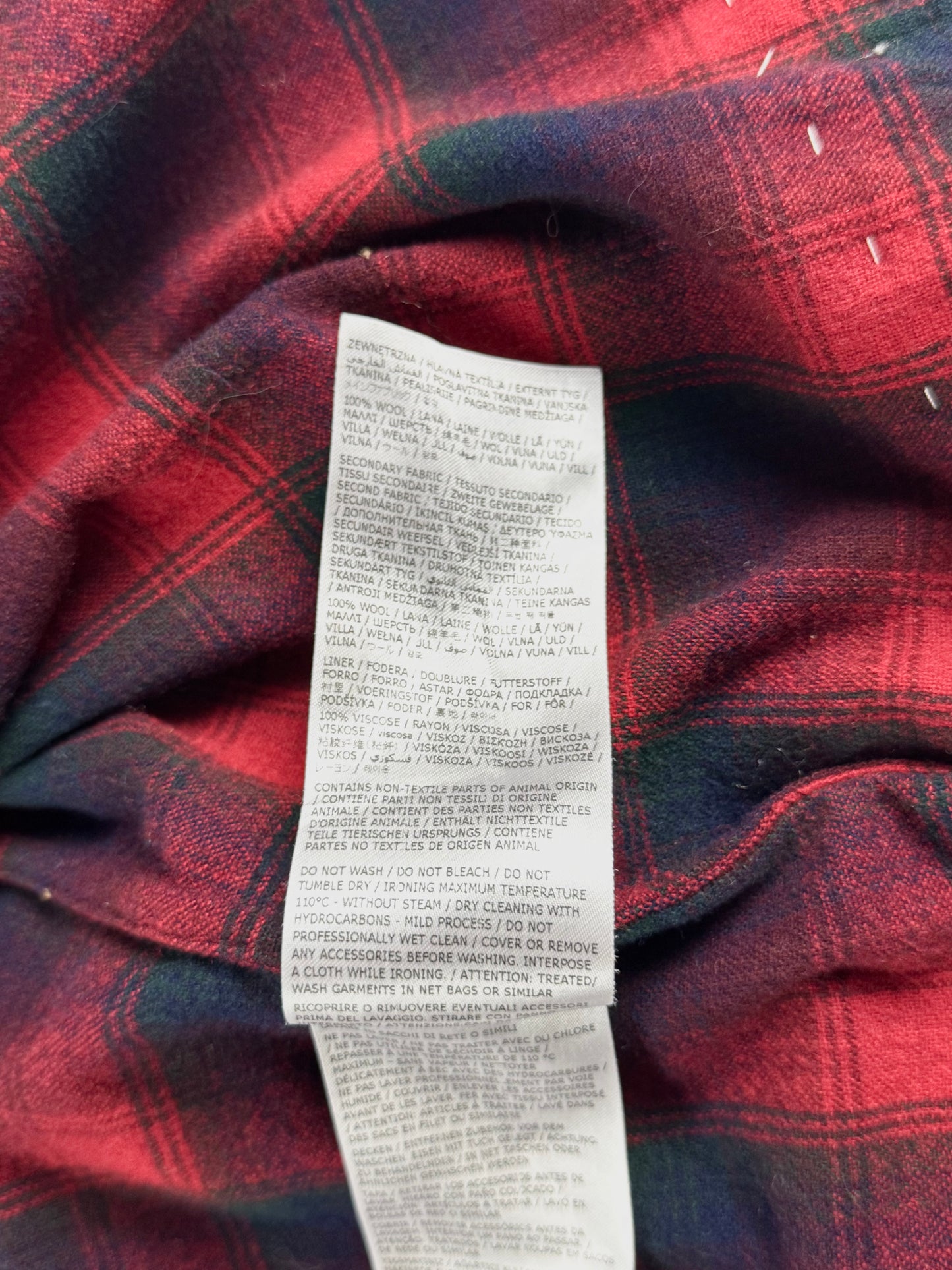 Maison Margiela x Pendleton Red Tartan Plaid Tan Knit Western Fringe Cardigan FW 2023 - XXL