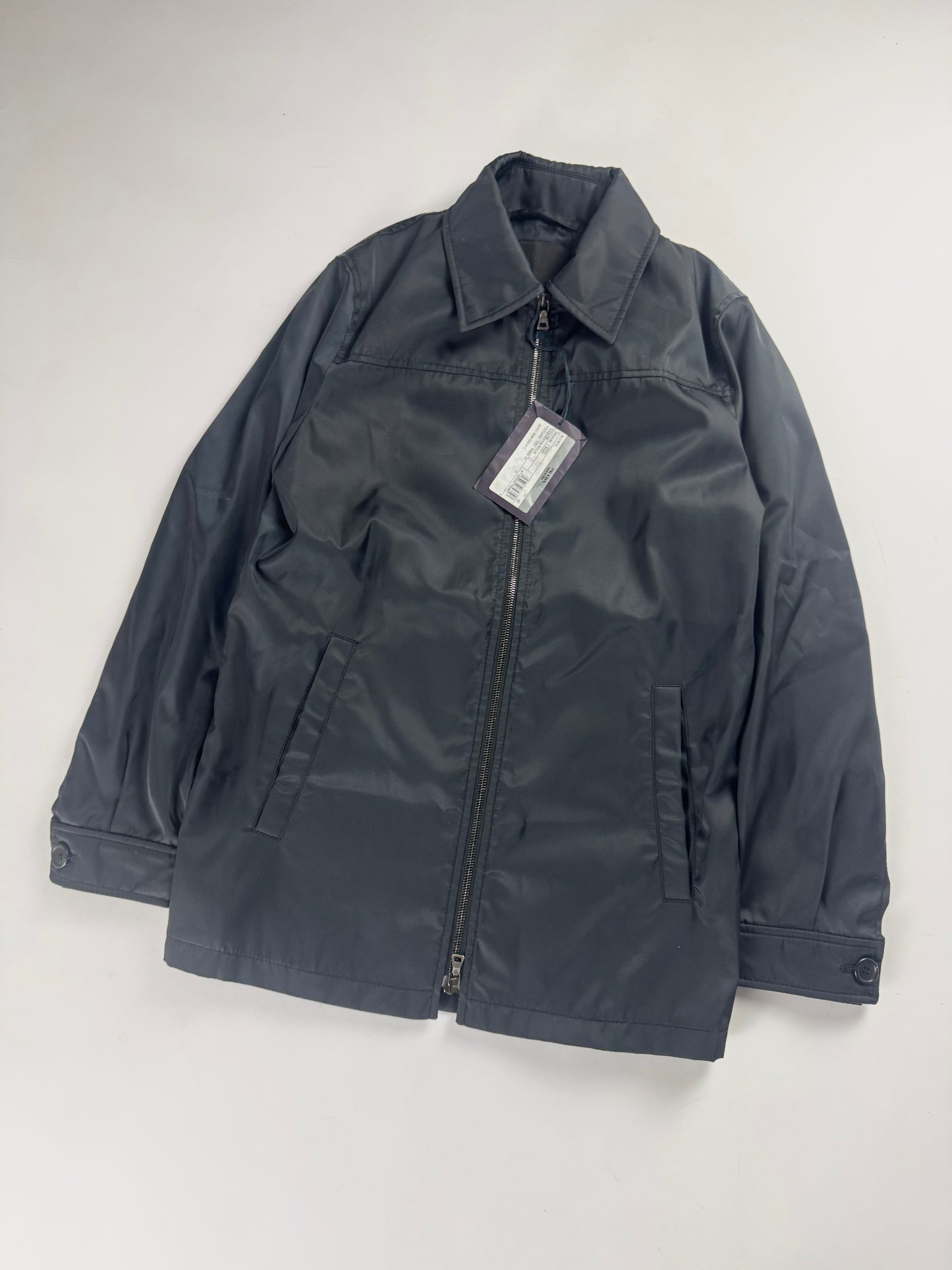Prada Navy Double Zip Officer Minimalist Trucker Jacket SS 2008 - XS