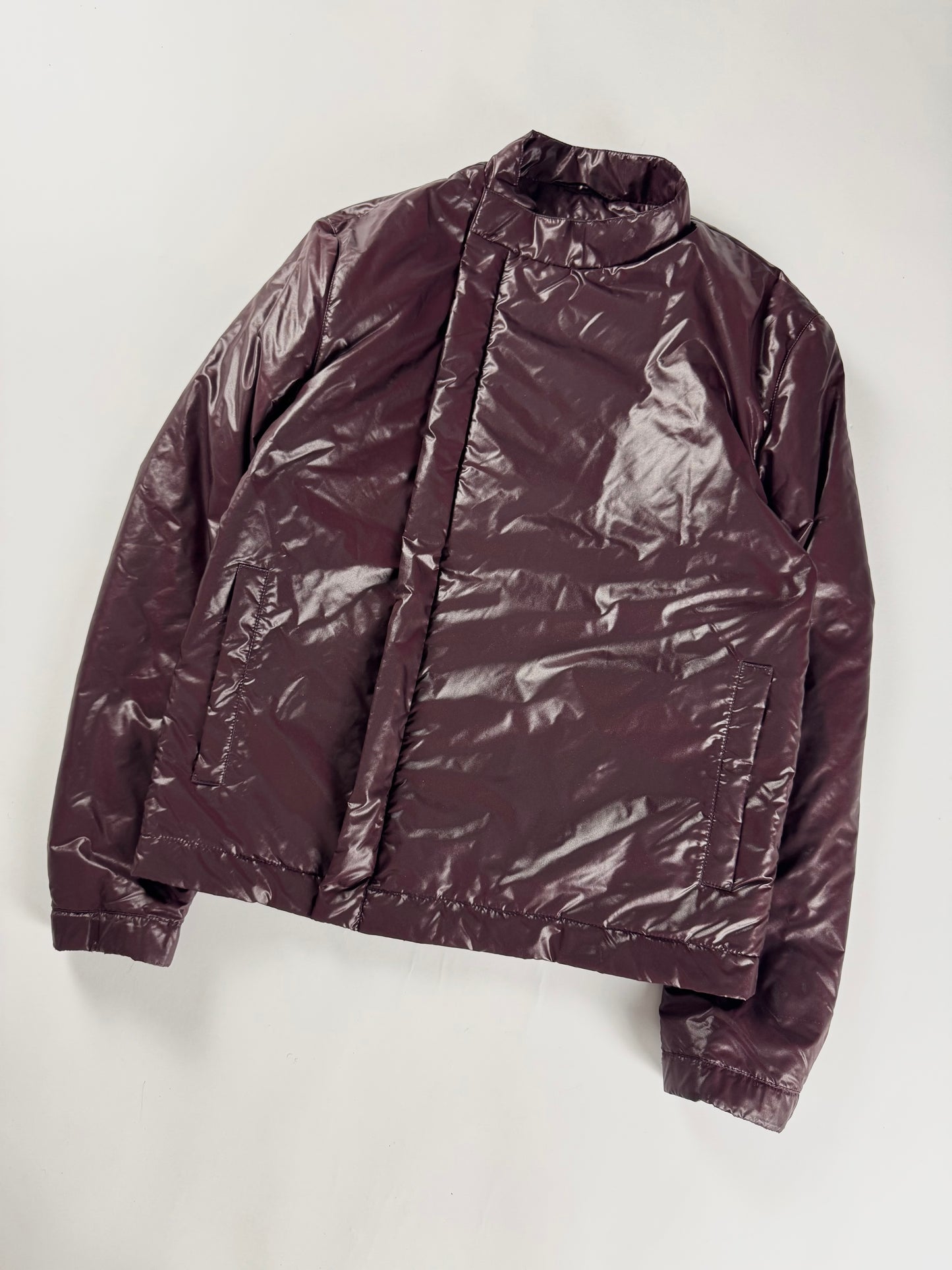Louis Vuitton Glass Burgundy Asymmetrical Zip Nylon Jacket 2000s - S
