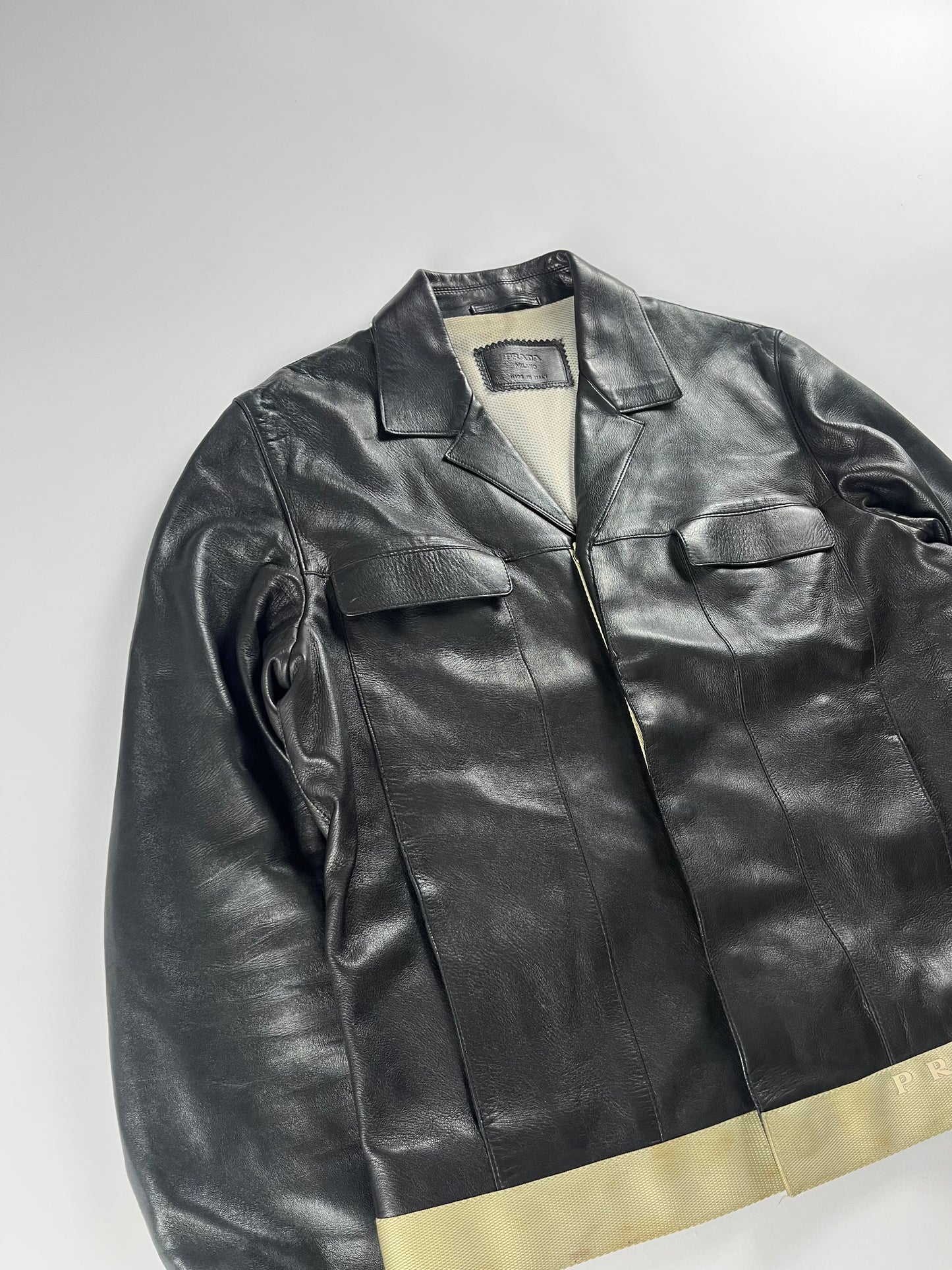 Prada Black Artisanal Leather Premium Jacket SS 1999 - M