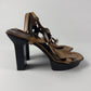 Prada Brown Fringe Leather Platform Ankle Strap Heels SS 1999 - 40 IT/40,5 EU