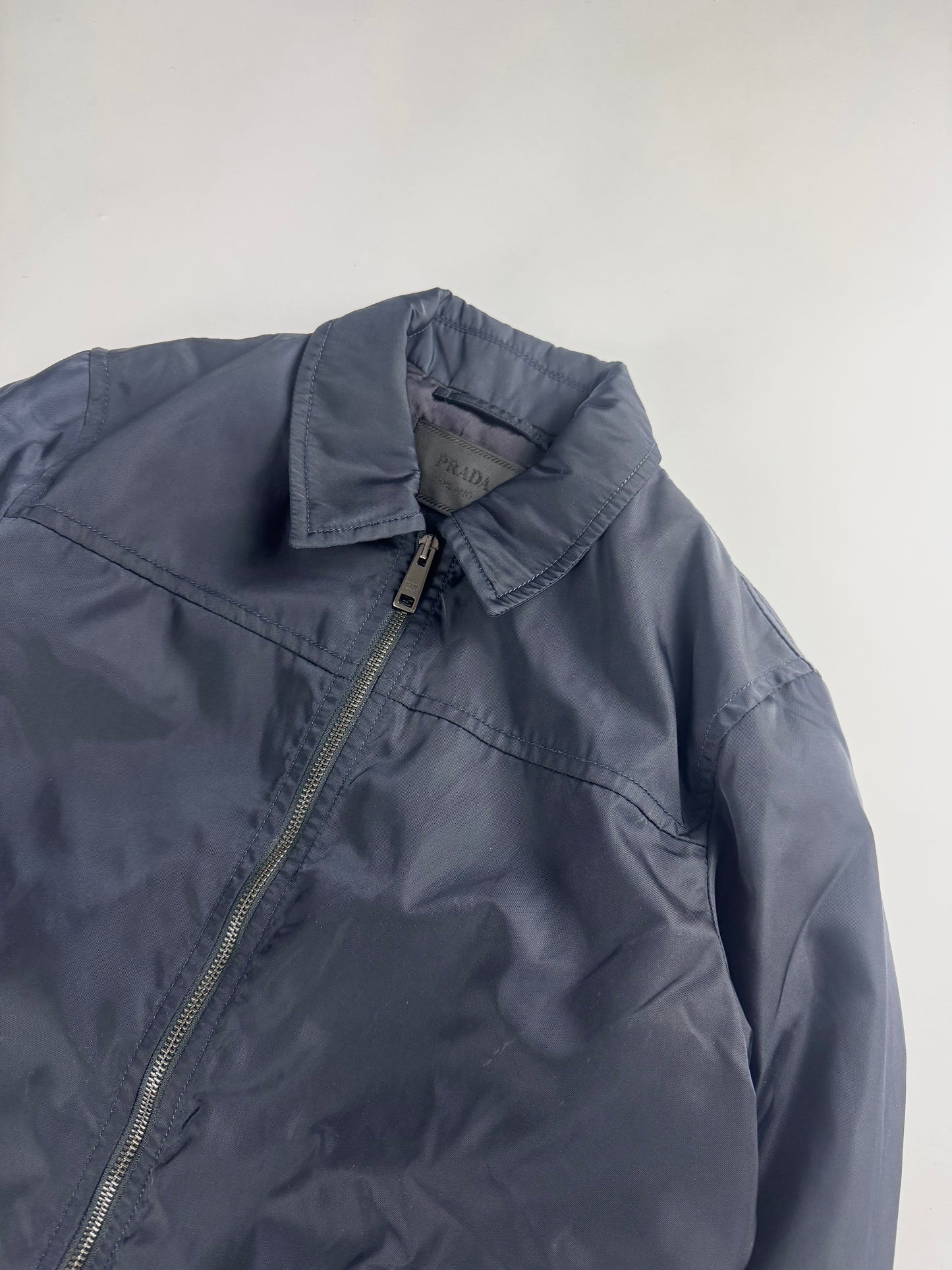 Prada Navy Double Zip Officer Minimalist Trucker Jacket SS 2019 - S