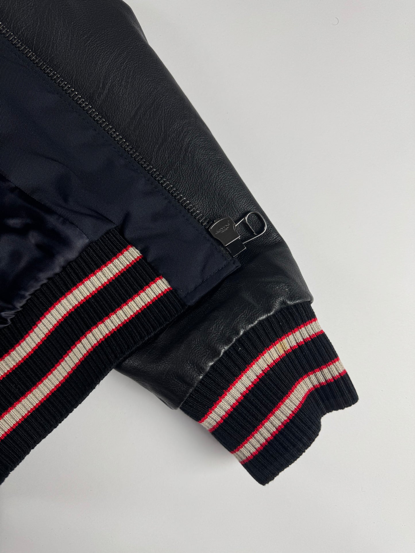 Lanvin Full Zip Leather Sleeve Bomber Jacket - M