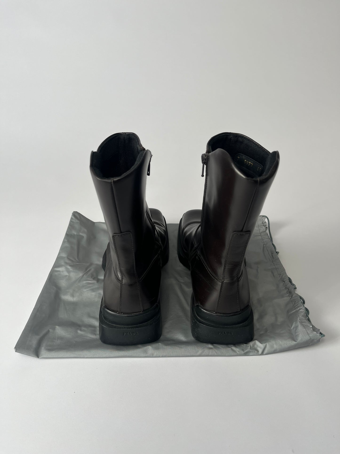 Prada Black Leather Square Toe High Boots FW 1999 - 43,5 EU