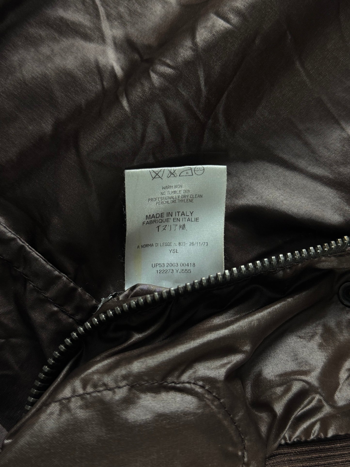 Yves Saint Laurent Rive Gauche Brown Nylon Bomber Jacket FW 2003 - M