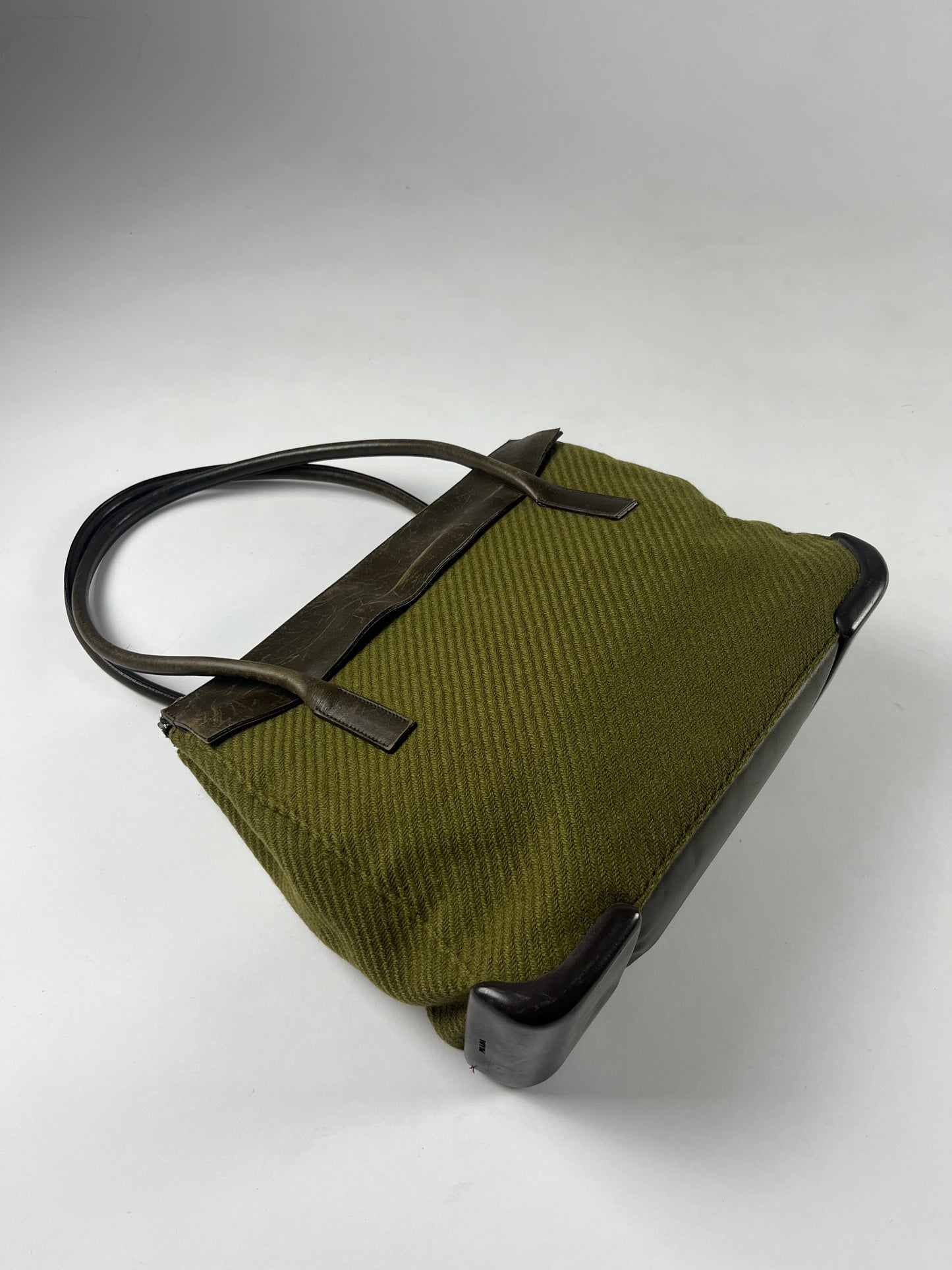 Prada Leather Khaki Tweed Bag FW 1999 - OS