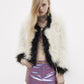 Saint Laurent Monochrome Cream Black Faux Fur Cropped Jacket FW 2021 - XS