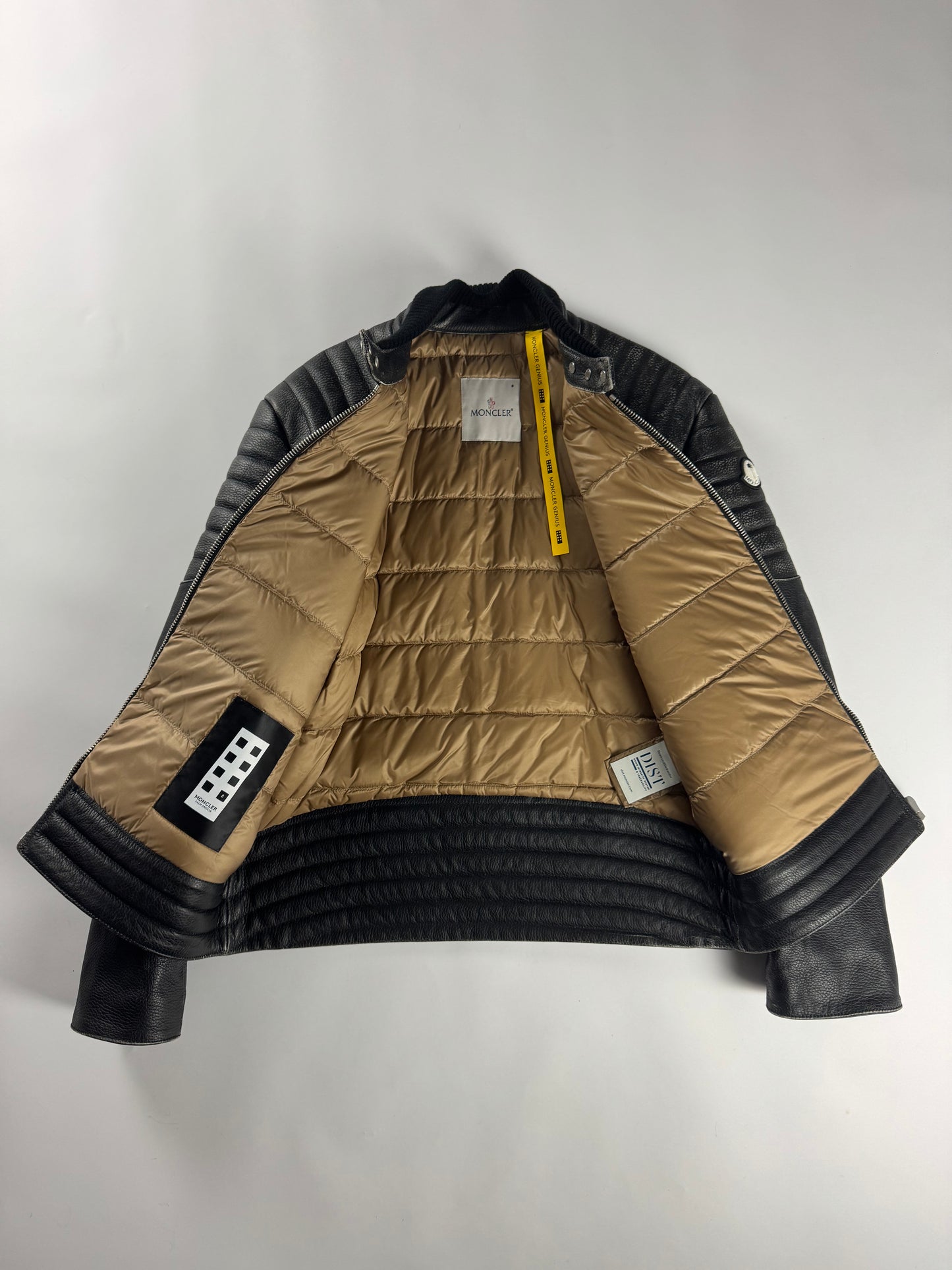 Moncler x Palm Angels Vicsek Full Grain Leather Down Moto Jacket FW 2023 - S