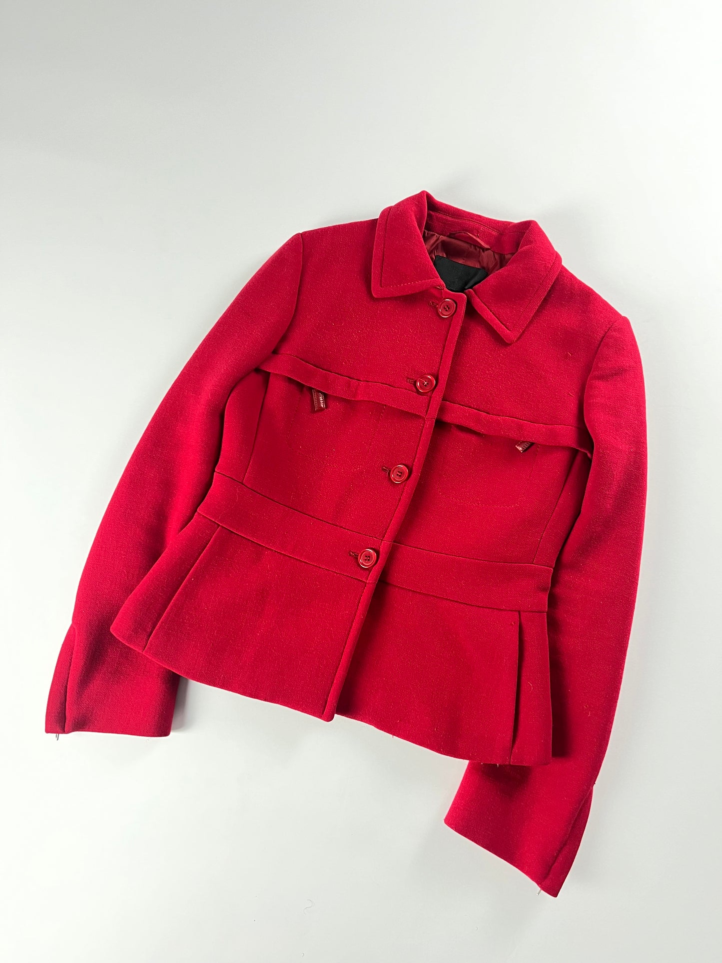 Prada Red Wool Zipper Coat FW 1999 - M