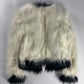 Saint Laurent Monochrome Cream Black Faux Fur Cropped Jacket FW 2021 - XS