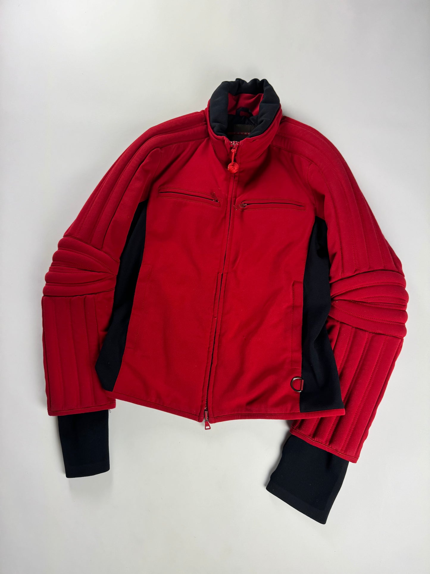 Prada Red Fireflash Cuff Motor Jacket SS 2011 - M