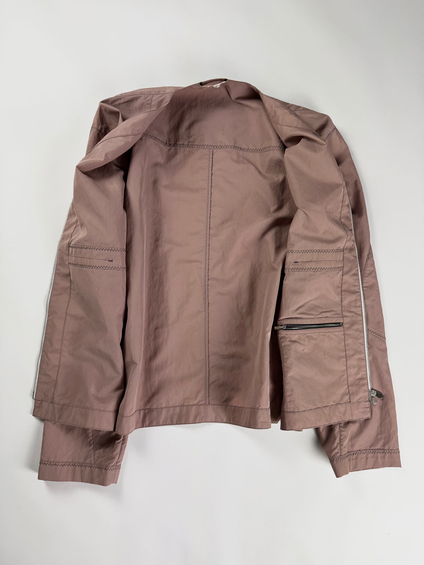 Hermès Sample Pink Lightweight V Neck Blouson Exposed Stitching SS 2022 - M