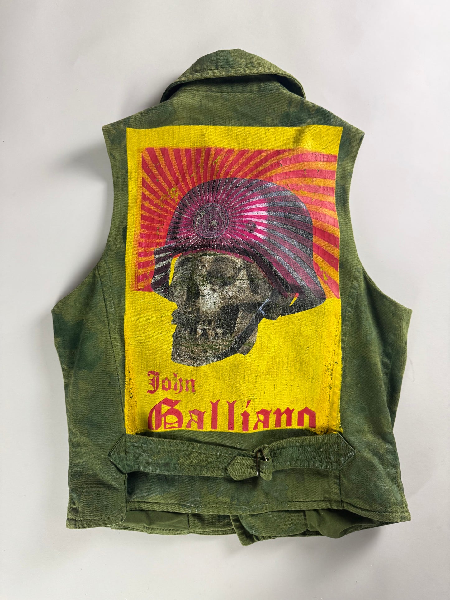John Galliano Military Skull Print Biker Vest SS 2008 - M