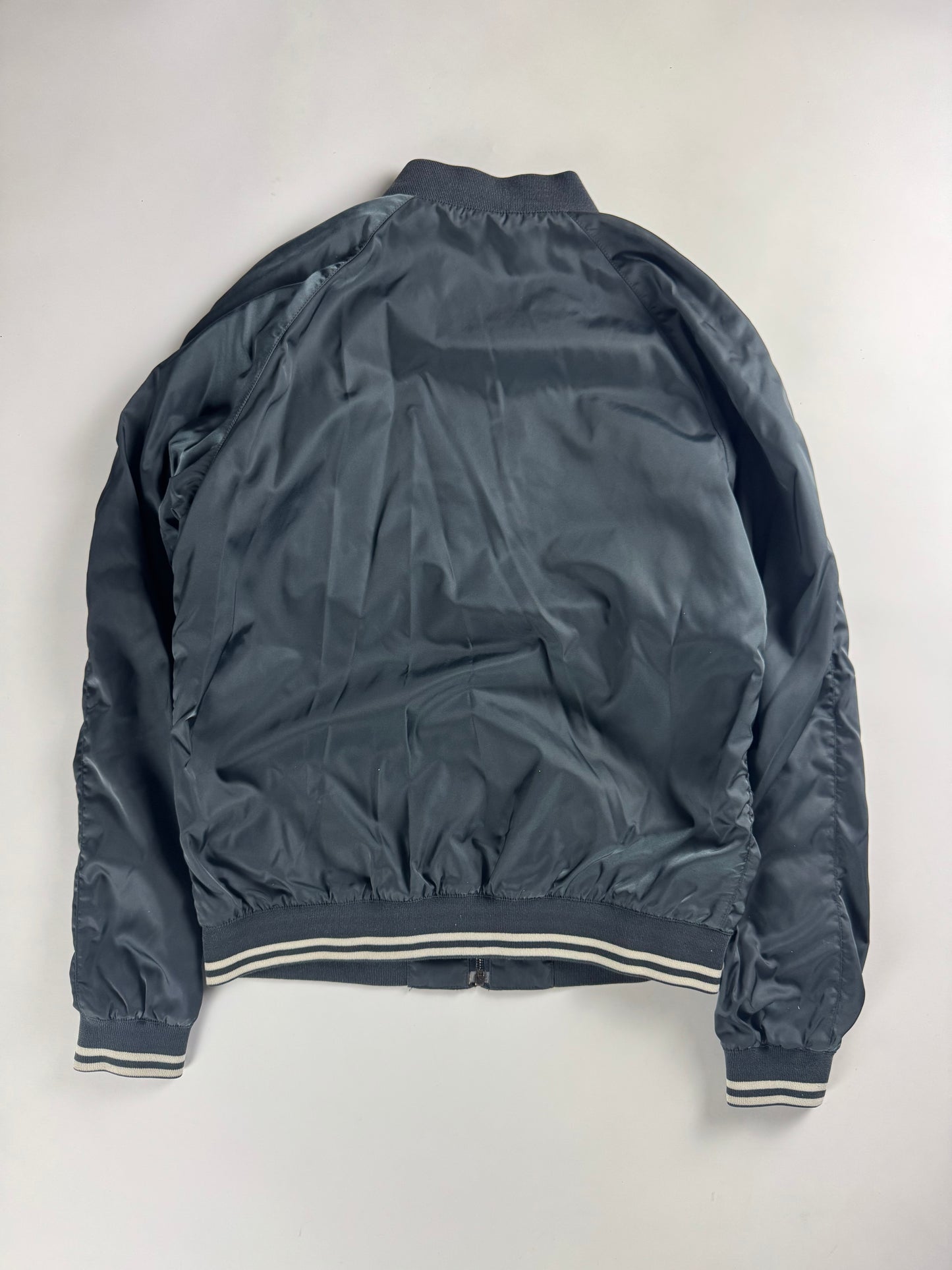 Prada Triangle Logo Navy Nylon Bomber Jacket 2010s - M
