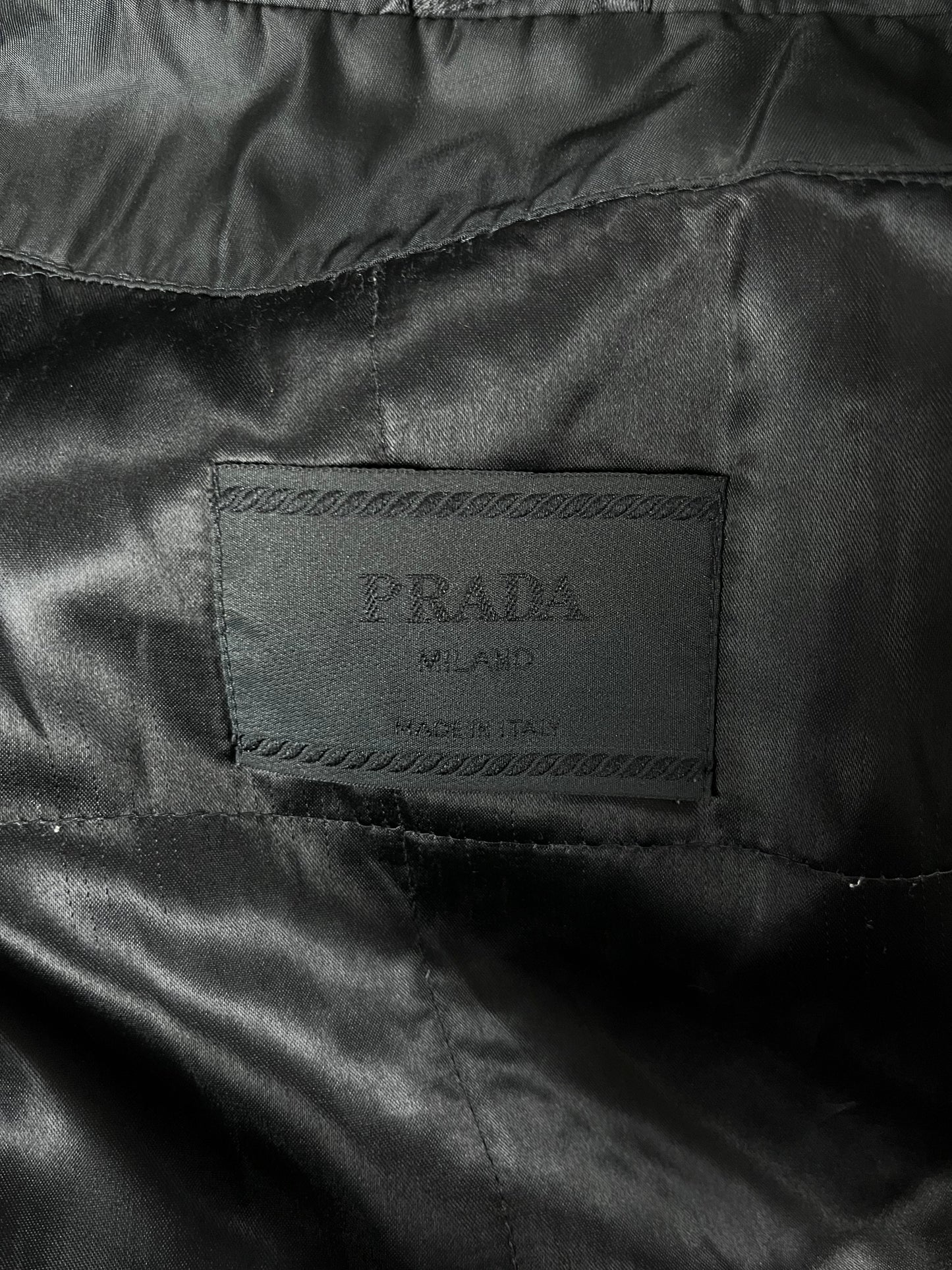Prada Black Nylon Windbreaker Removable Hood Work Jacket 1990s - L