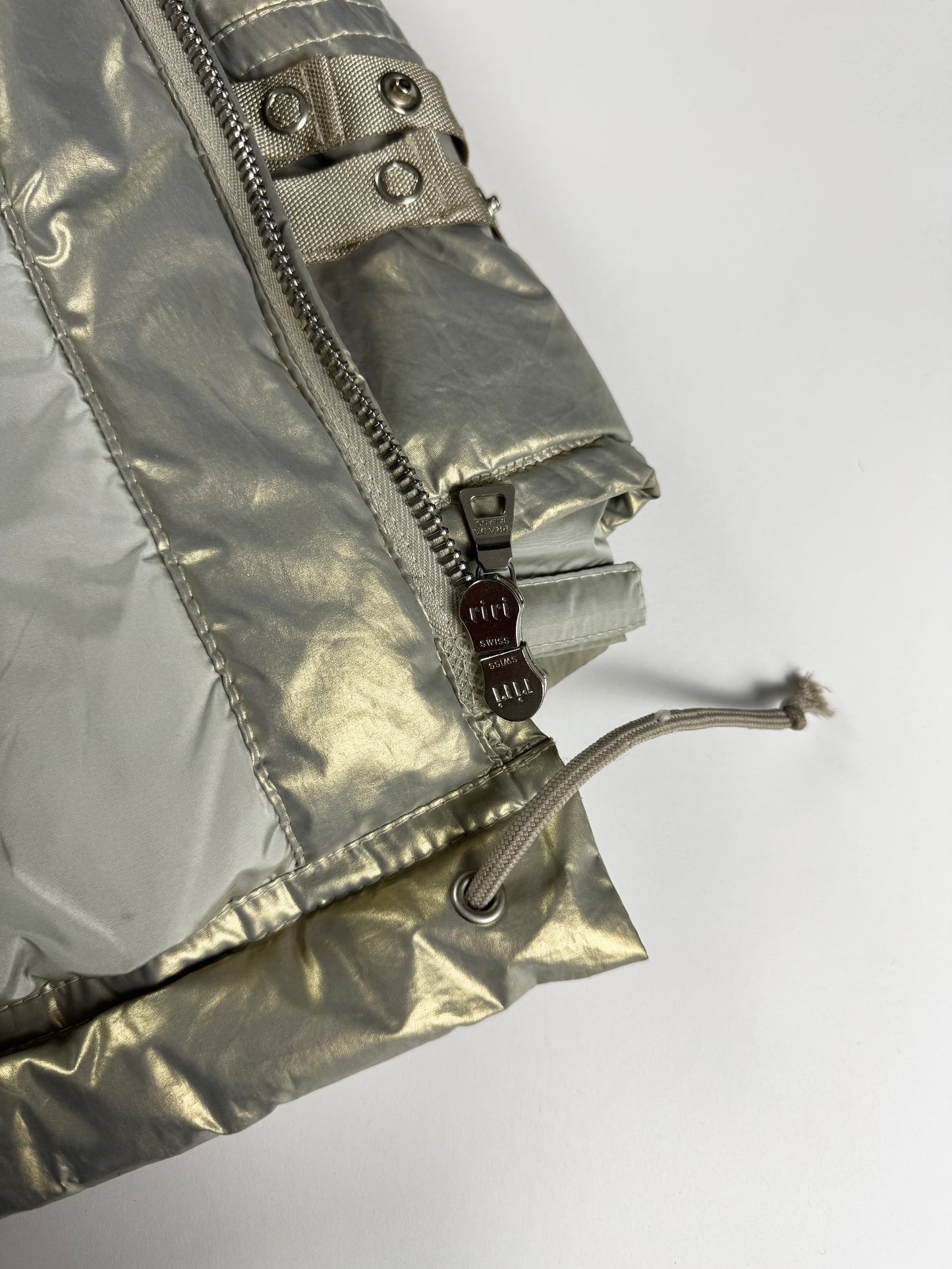 Prada Bright Silver Thermal Shearling Lining Astronaute Parka Jacket 2000s - M