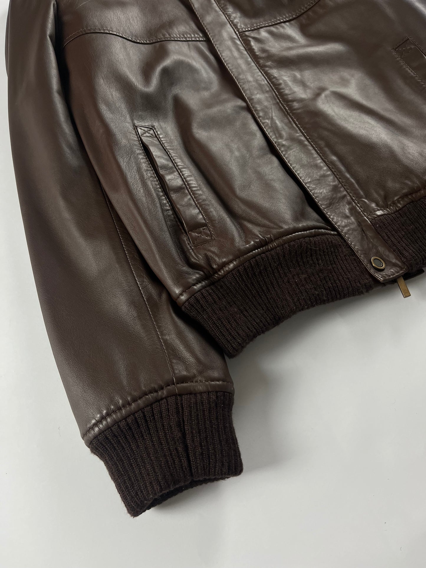 Givenchy Brown Leather Removable Collar Bomber Jacket FW 2006 - L