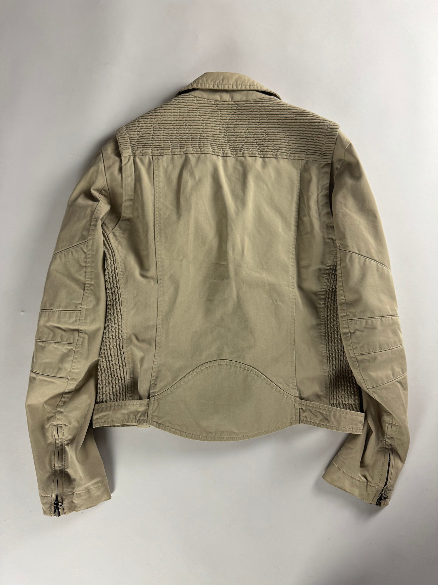 Balmain Tan Beige Belted Waist Biker Jacket 2010s - M