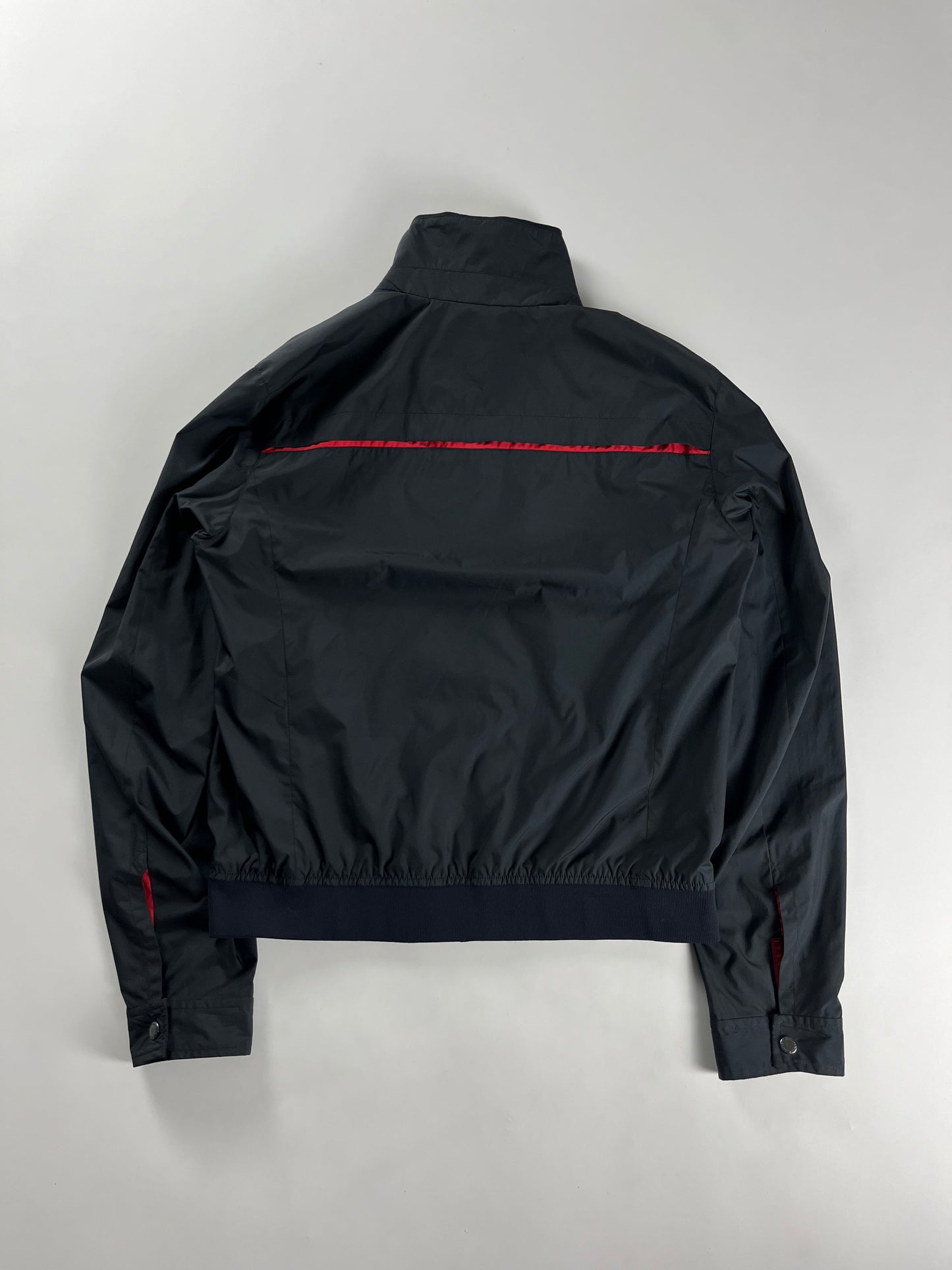 Prada Sport Lined Red Navy Nylon Bomber Jacket 2010s - M