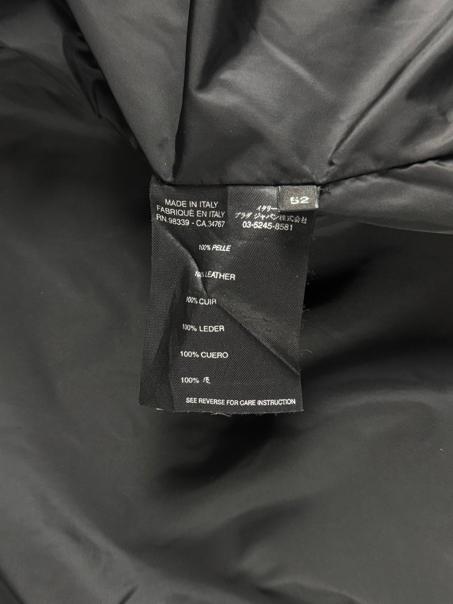 Prada Pure Black Buttoned Minimalist Leather Long Coat FW 2001 - L