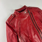 Prada Red Leather Perfecto Asymmetrical Moto Jacket - XS