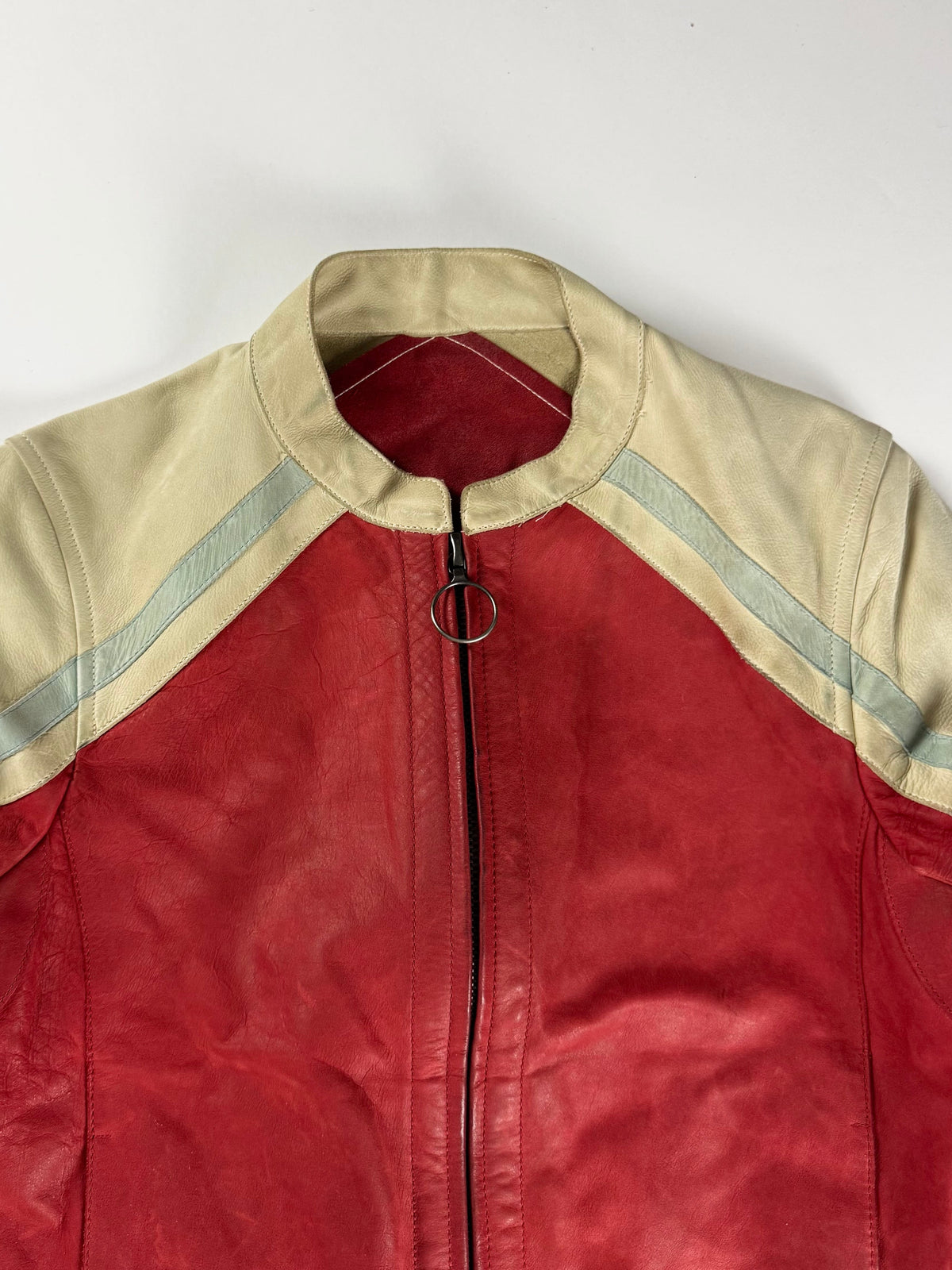 Prada Sample Red Cream Fusion Racer Jacket SS 2002 - XS
