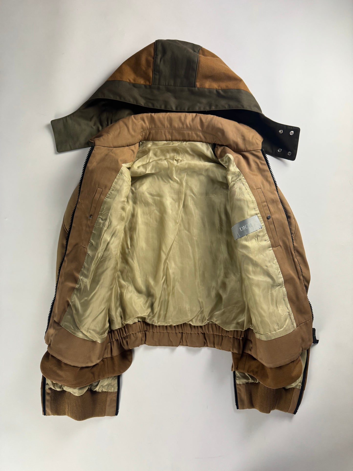 Dior Homme Sample Zip Sleeve Sand Brown Technical Hooded Jacket SS 2023 - M
