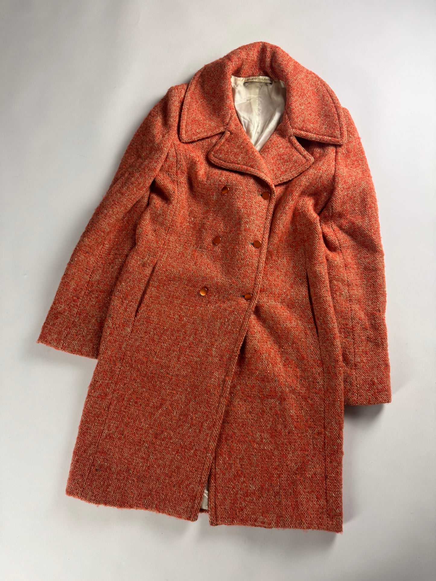 Balenciaga Nicolas Ghesquière Double Breasted Burnt Orange Wool Elegant Coat FW 2004 - S