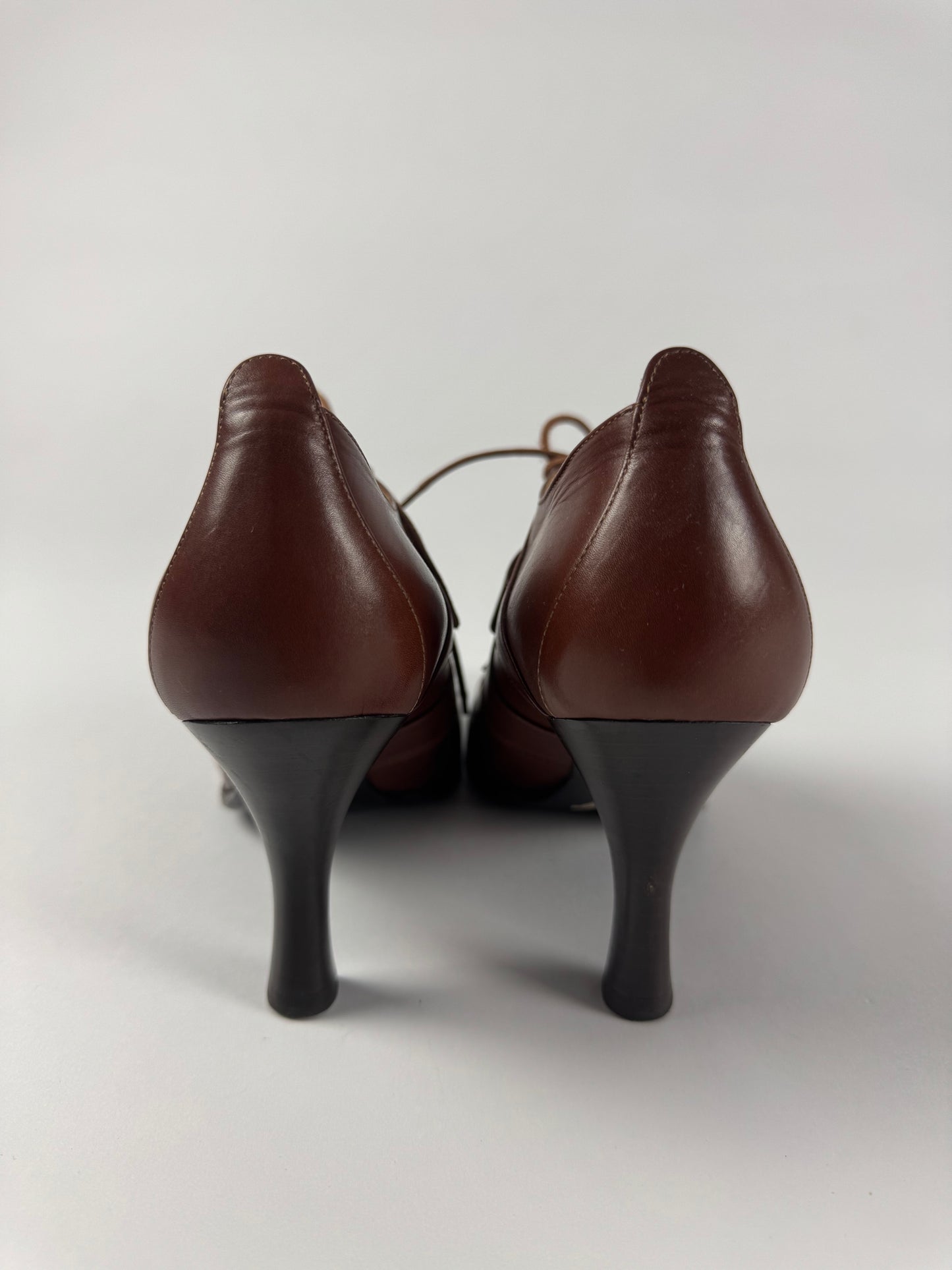 Hermès Oxford Lace Up Heels Leather Pumps 2010s - 35,5 EU