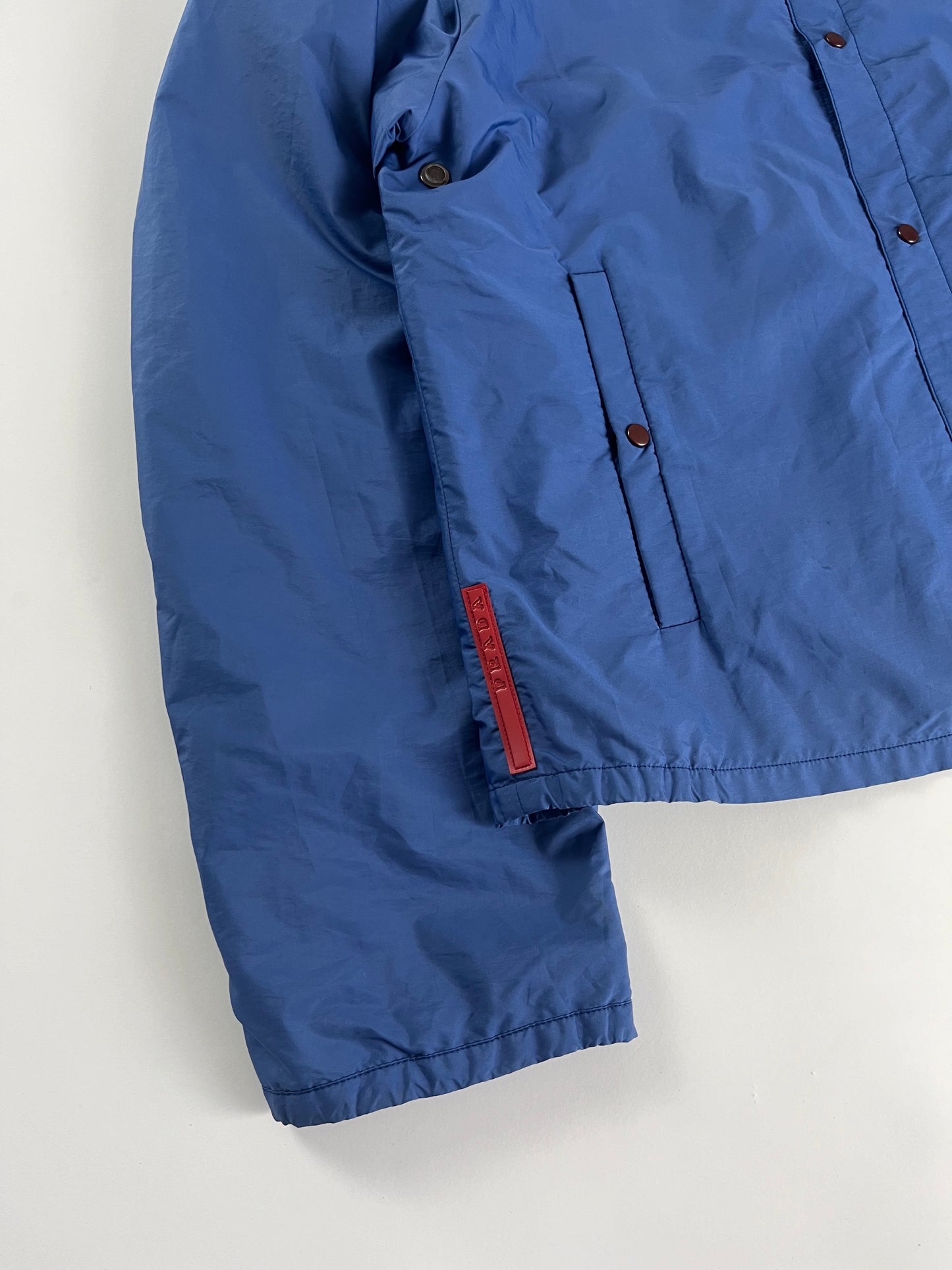 Prada Linea Rossa Electric Line Blue Nylon Moto Jacket SS 2000 - L