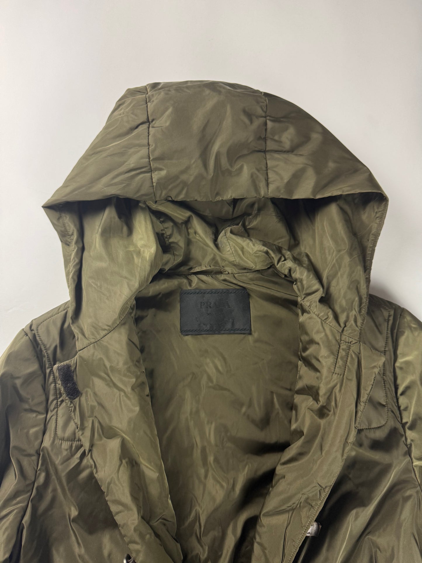 Prada Multi Belt Khaki Nylon Long Safari Coat FW 1999 - S