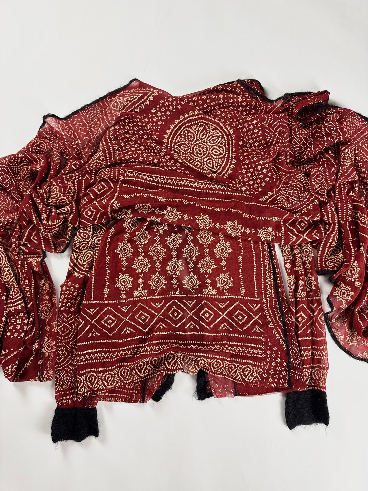 Jean Paul Gaultier Paisley Native Tribal Tattoo Oriental Mesh Blouse Top 1990s - L
