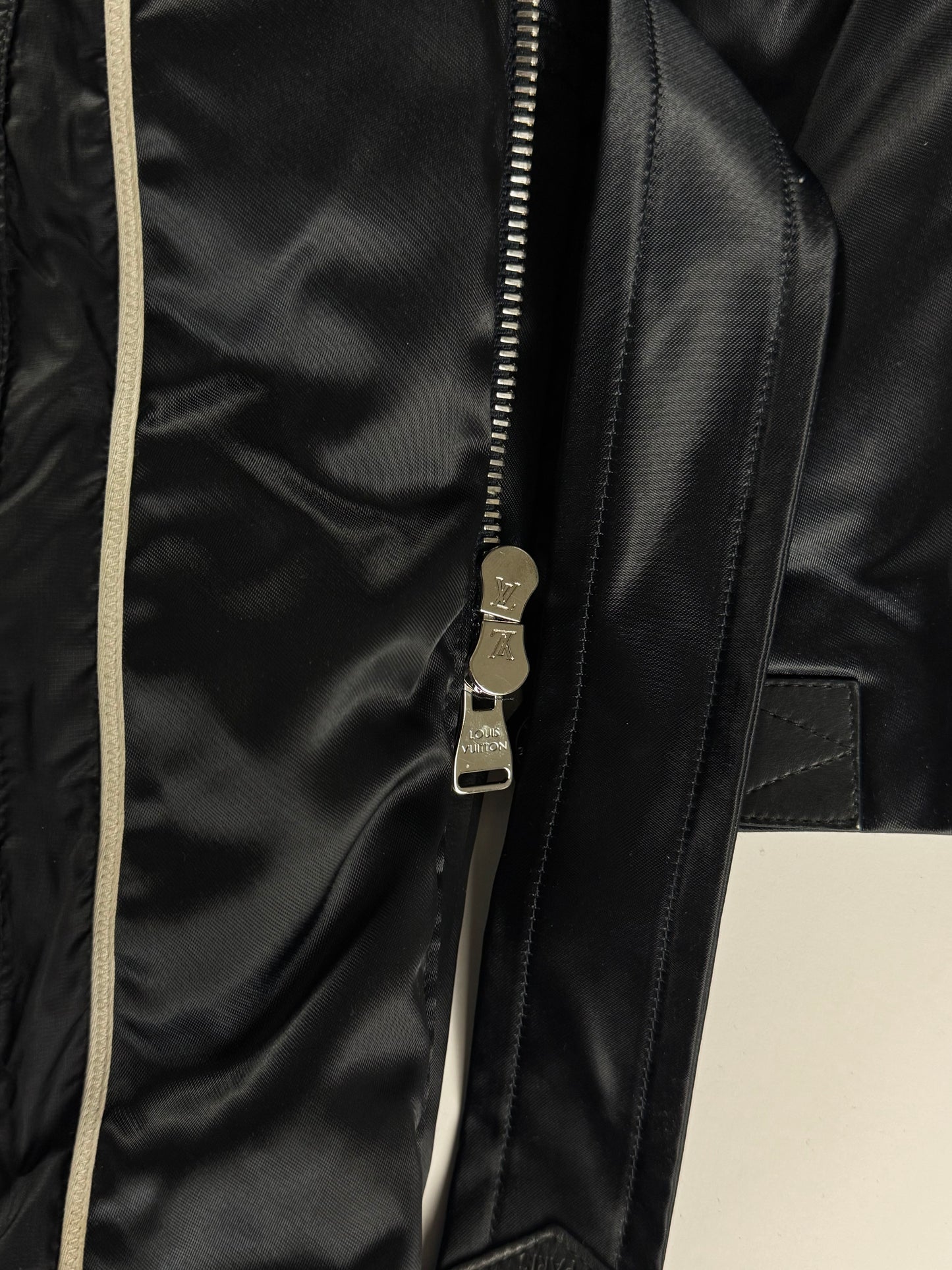 Louis Vuitton Dark Blue Goose Down Belted Parka Fur Hood Coat FW 2012 - XL