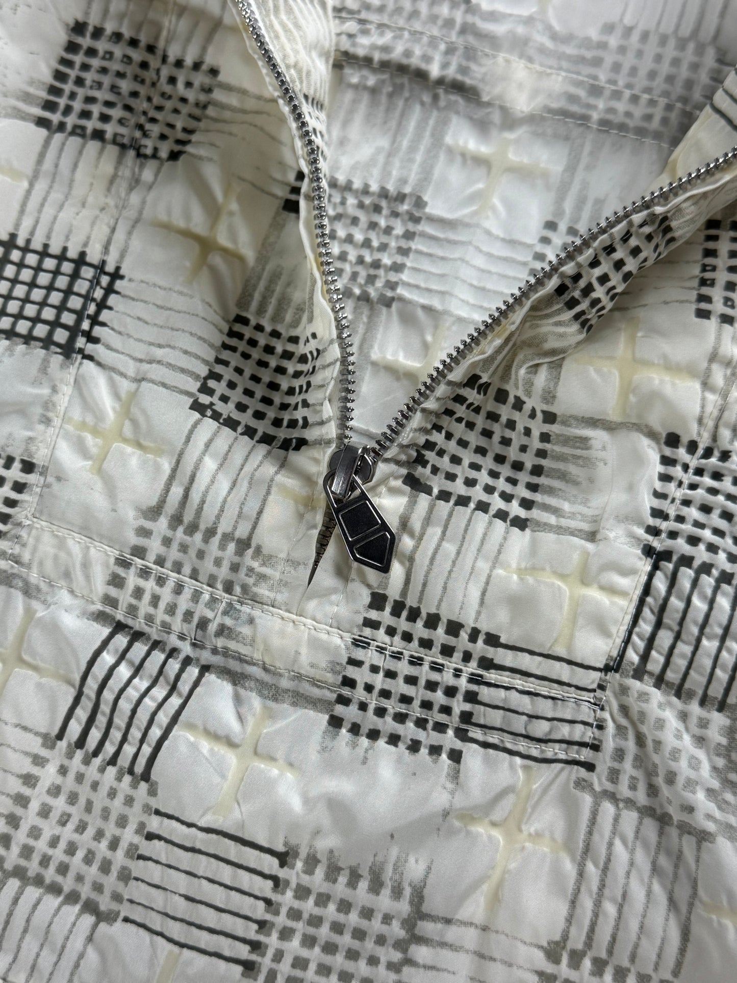 Hermès Sample Soft Ivory Plaid Turtleneck Half Zip Jacket SS 2020 - M