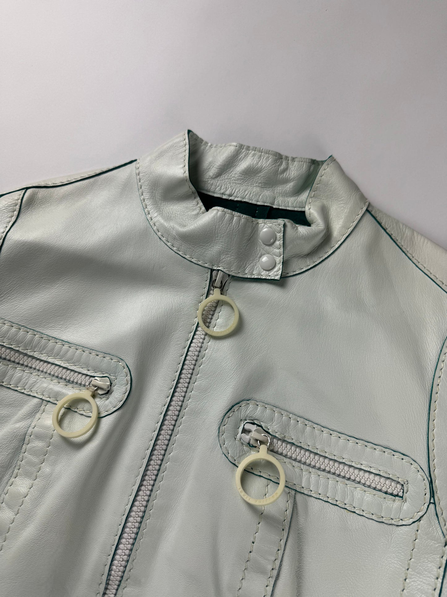 Louis Vuitton Unfinished Sample Celeste Perfecto Leather Jacket Resort 2016 - XS