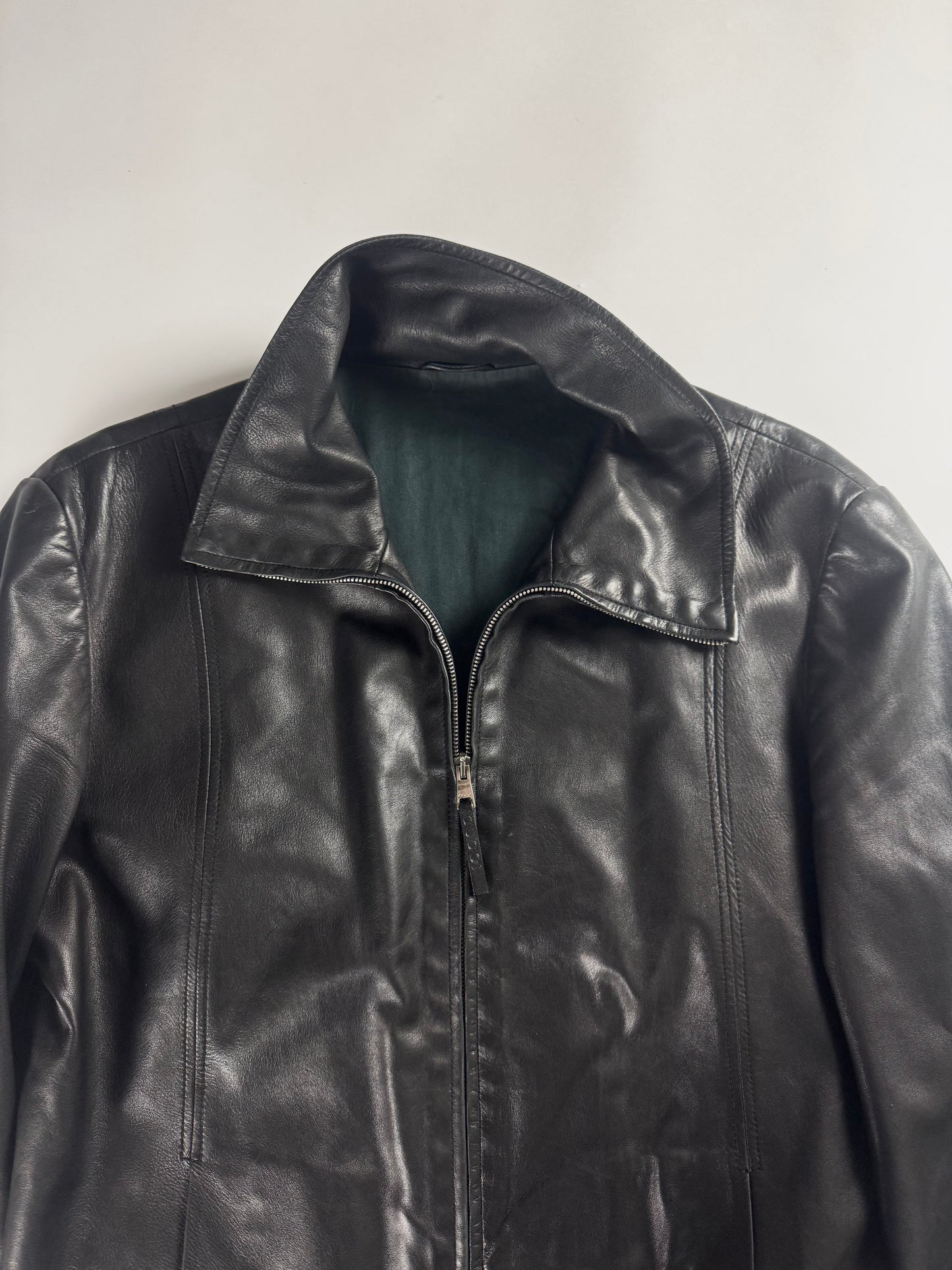 Gucci Premium Leather Lambskin High Neck Zipper Jacket 2000s - M