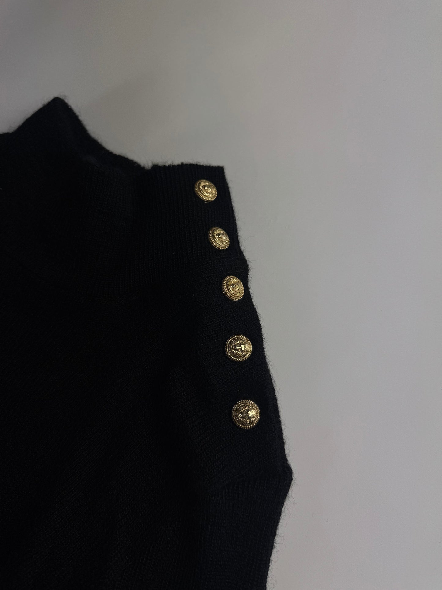 Balmain Sample Gold Button Embellished Turtleneck Sweater FW 2017 - S