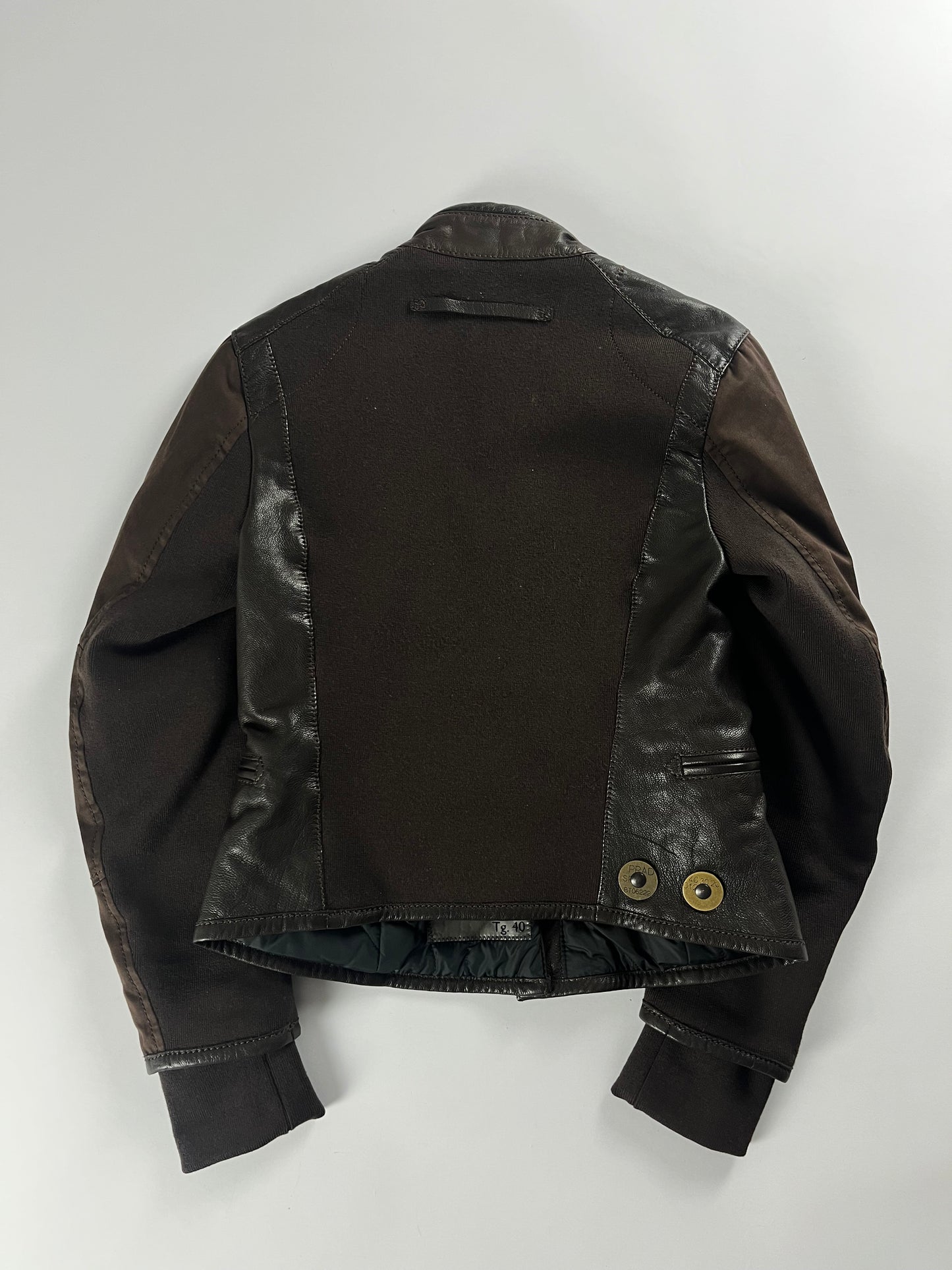 Prada Brown Leather Motor Jacket 2000s - XS