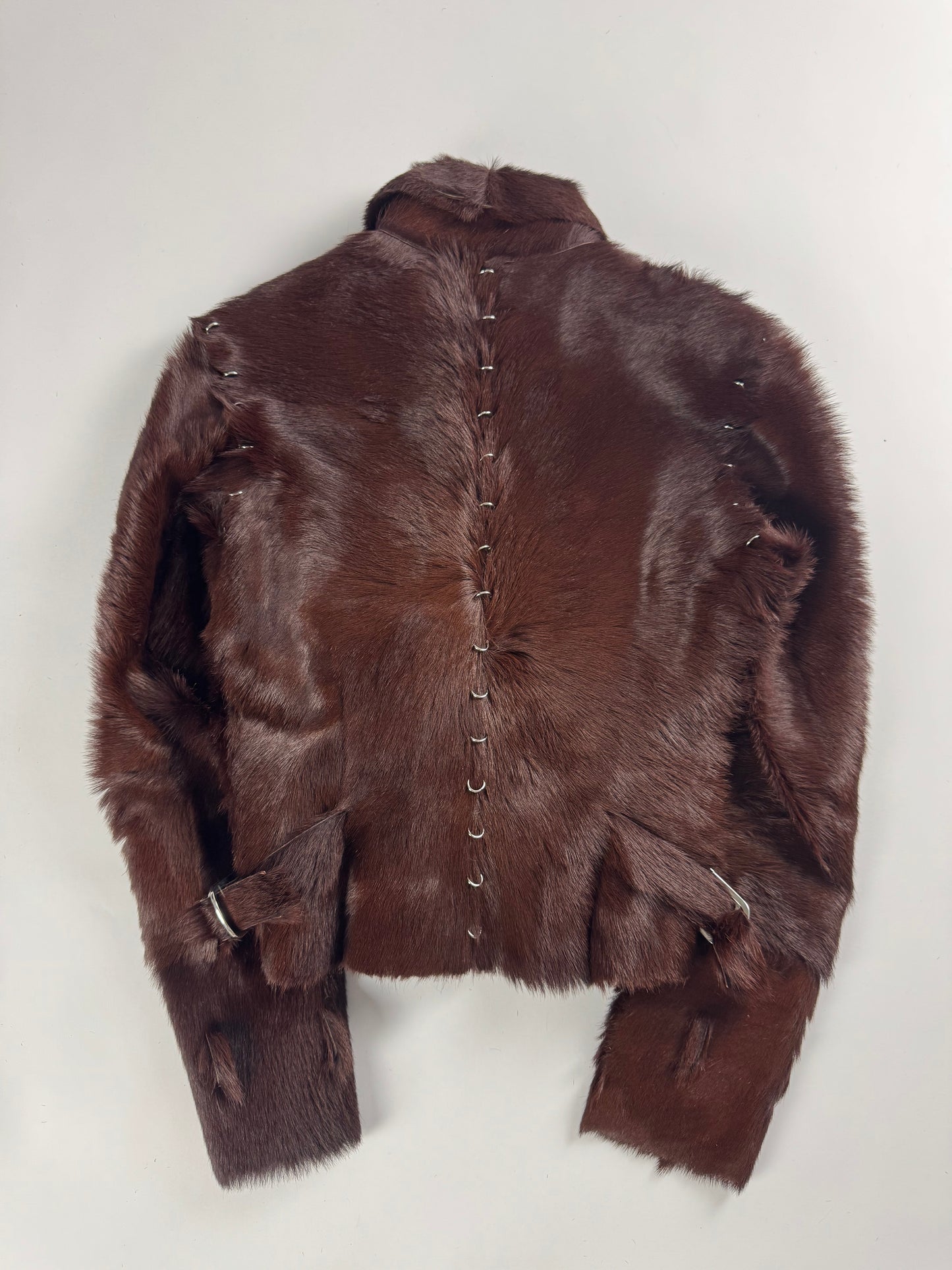 Louis Vuitton Sample Artisanal Fur Suture Spine Line Double Waist Belt Jacket - XS