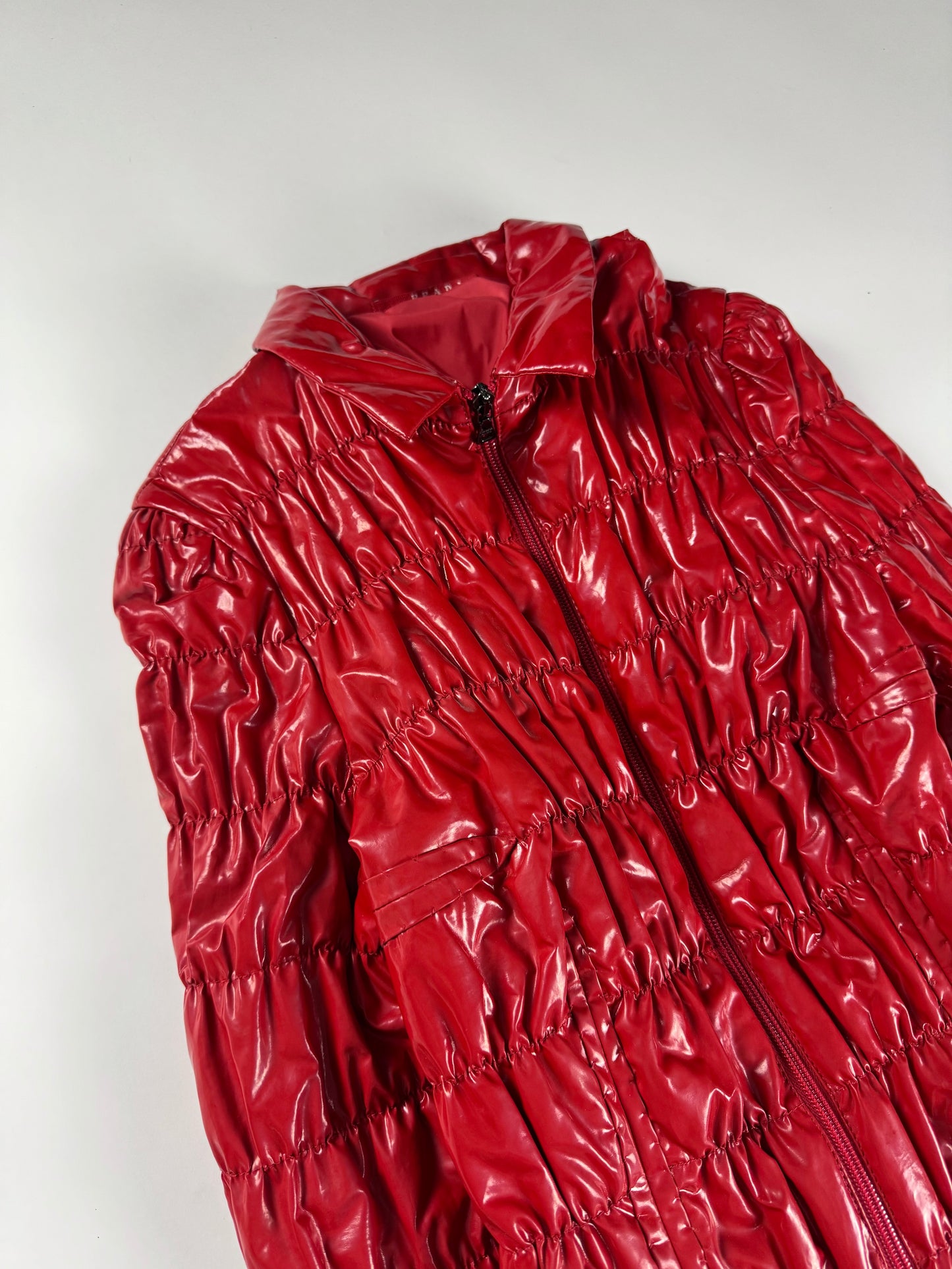 Prada Red Rush Textured Leather Effect Jacket SS 2007 - S