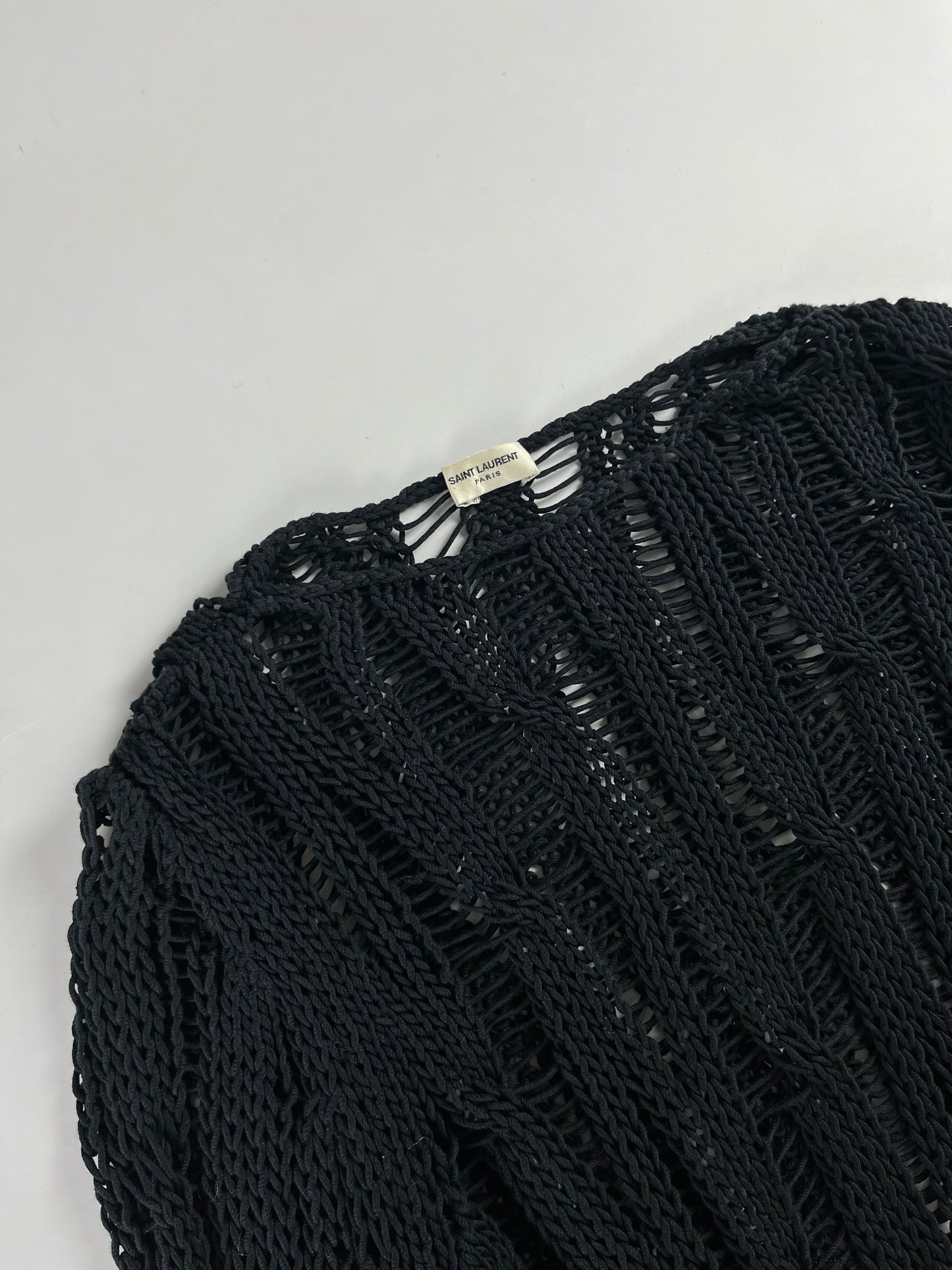 Saint Laurent Sample Black Distressed Sweater FW 2015 - S