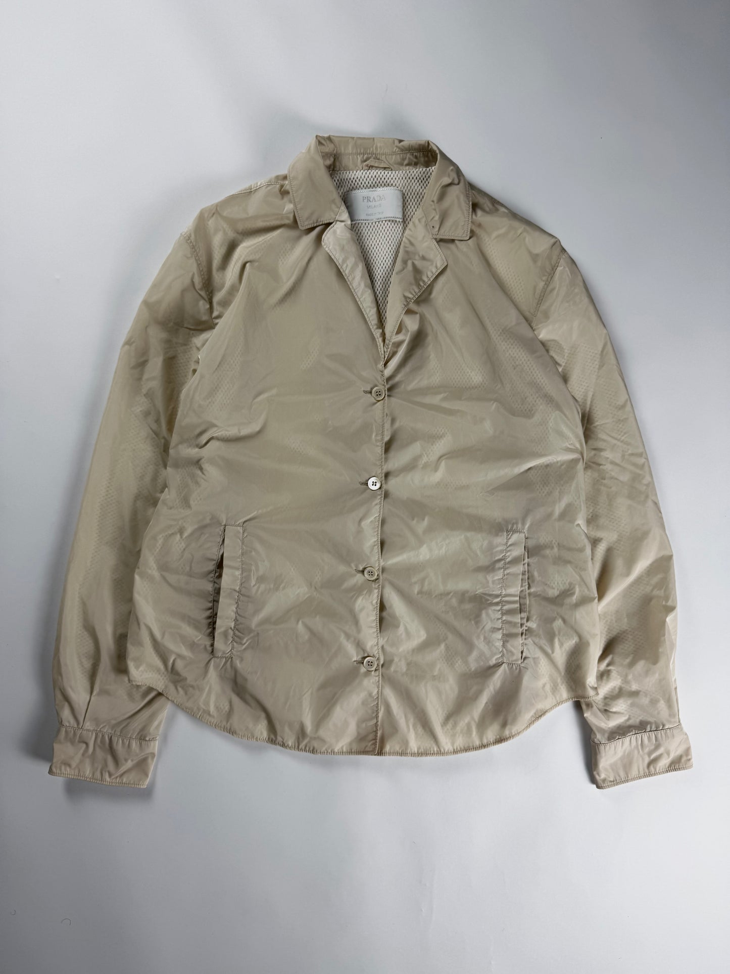 Prada Cream Inside Mesh Button Up Light Jacket SS 1998 - S