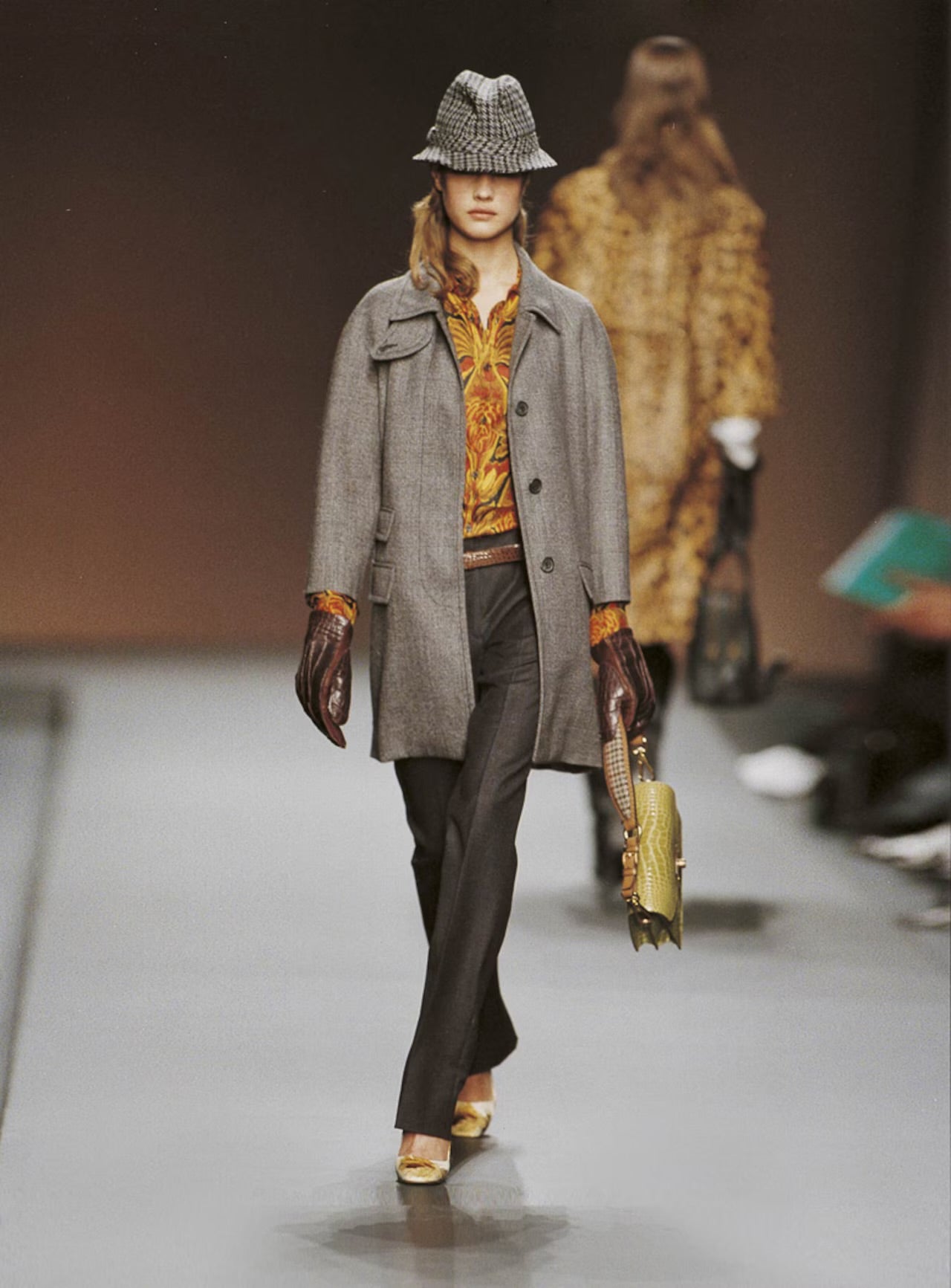 Prada Virgin Wool Grey Stripped  Coat FW 2003 - S