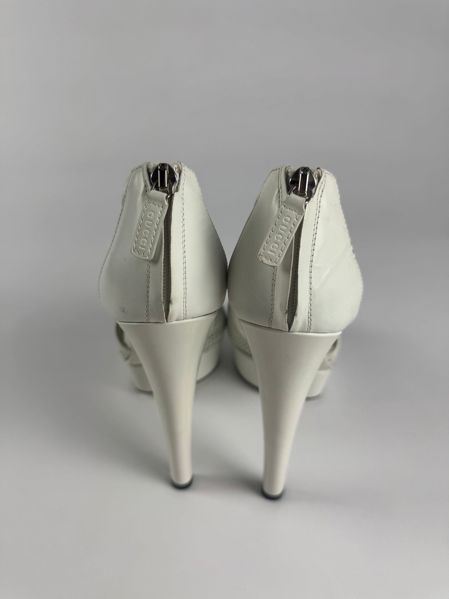 Gucci Open Toed Perforated Leather Caged Heels Pumps SS 2010 - 38 IT/38,5 EU