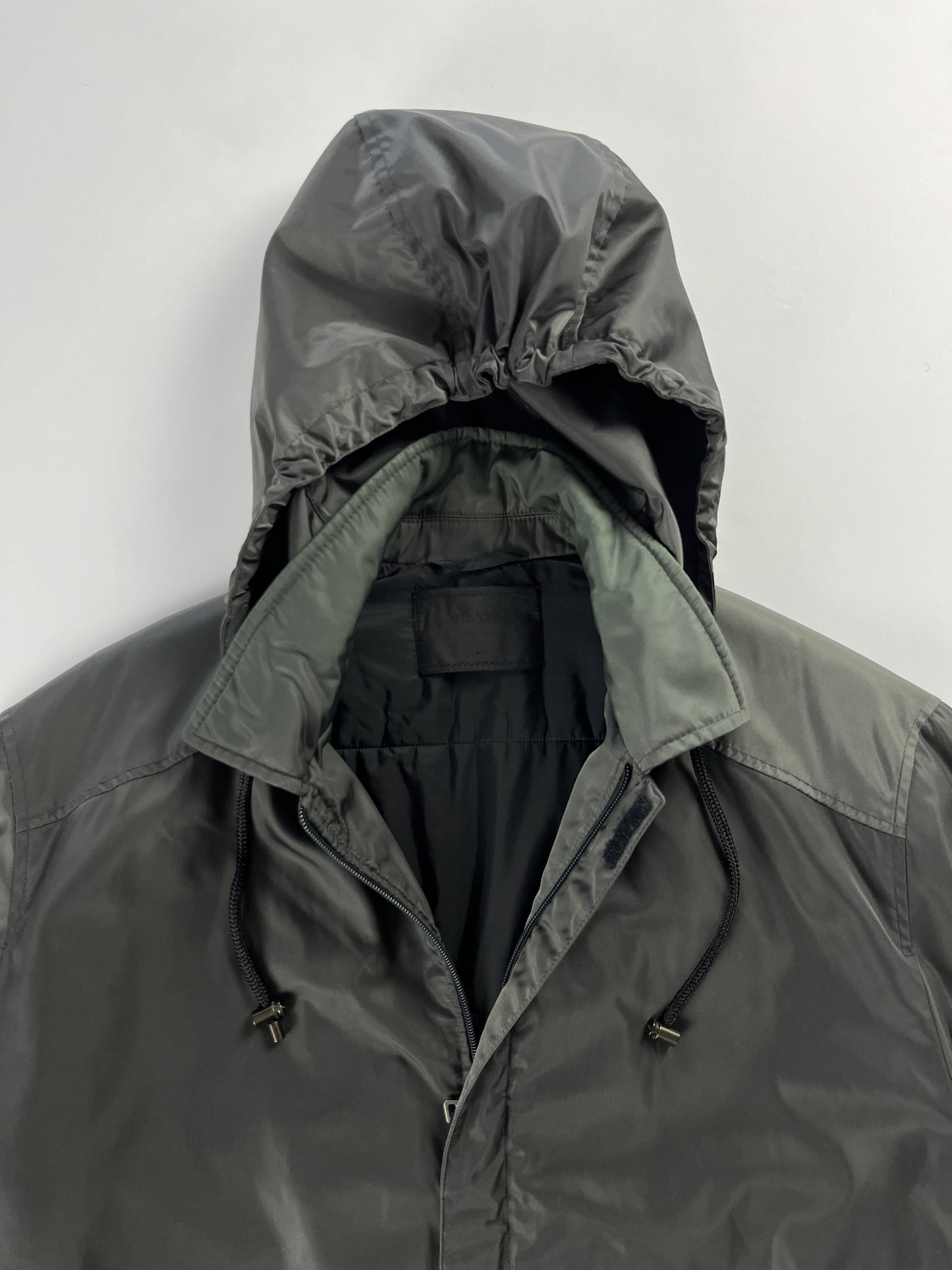 Prada khaki Convertible Hood Strapped Nylon Jacket FW 1998 - L